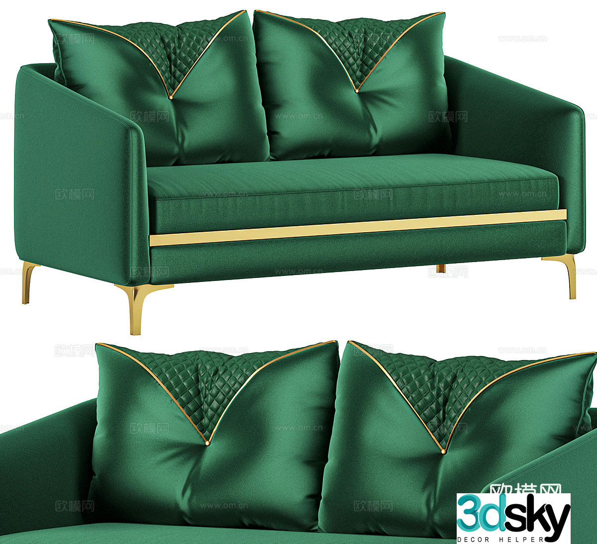 Double sofa small sofa fabric sofa silk sofa negotiation sofa reception area sofa 3D model