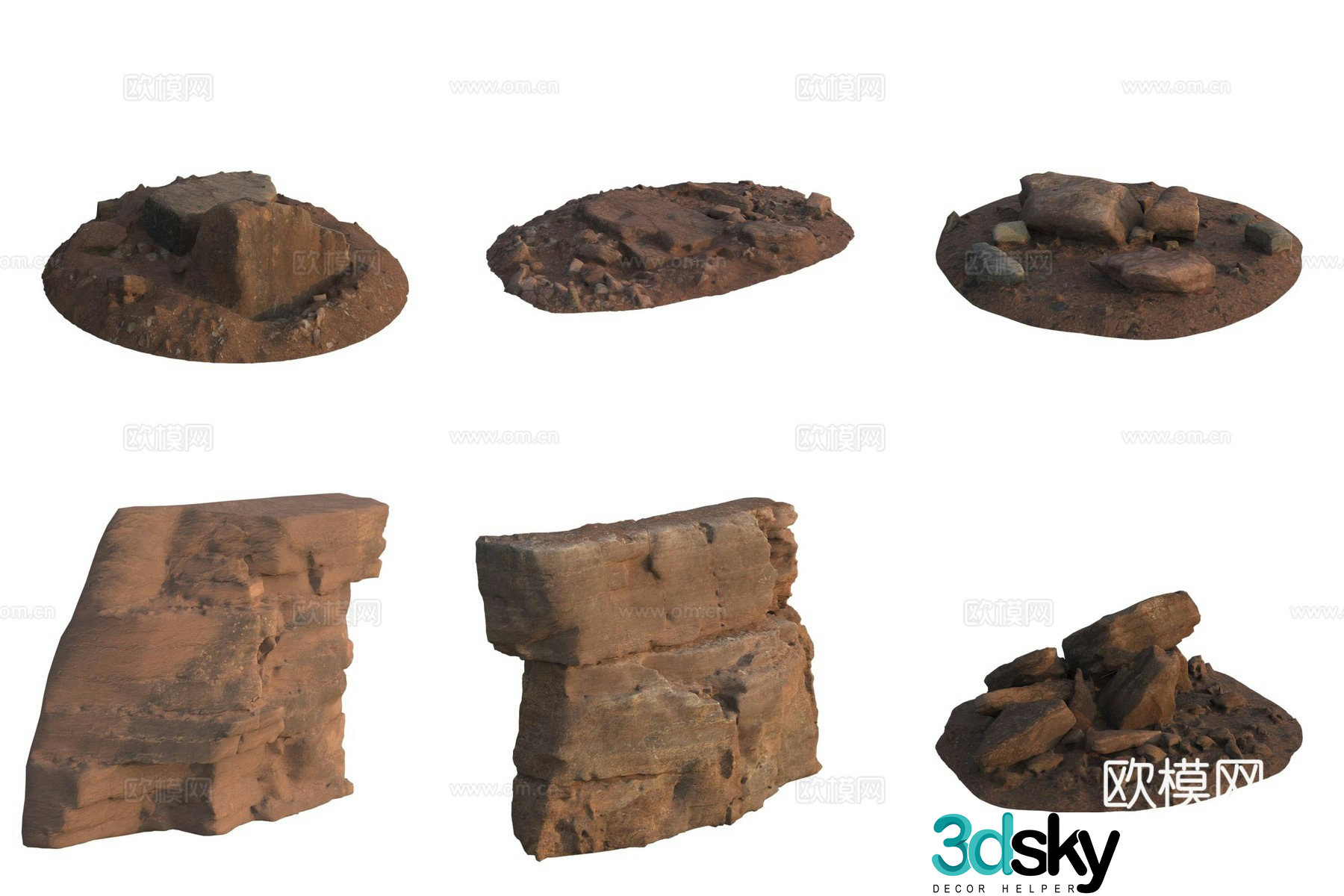 Quarry stone wall cliff huge stone pile 3d model