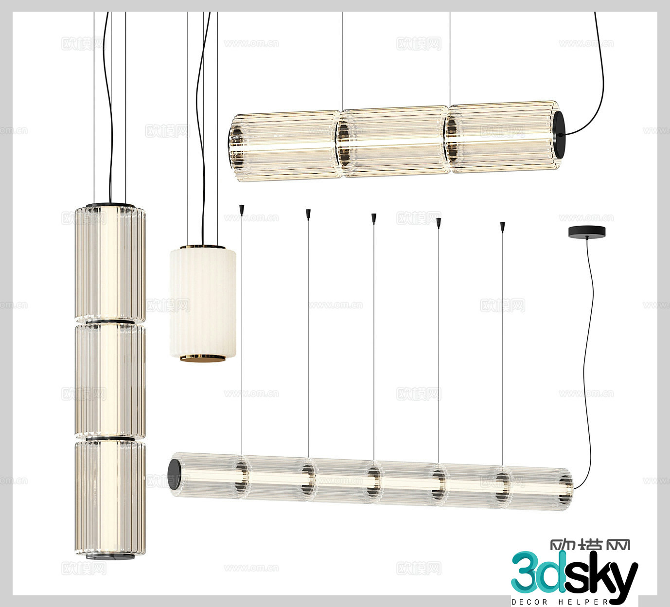 Glass Chandelier Chandelier Combination Restaurant Chandelier Bedroom Chandelier Bedside Chandelier Crystal Chandelier 3D Model