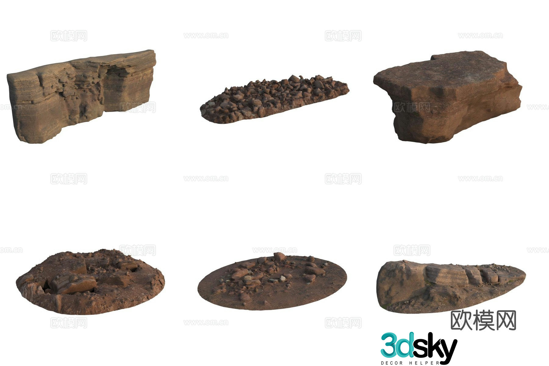 Quarry stone wall cliff huge stone pile 3d model