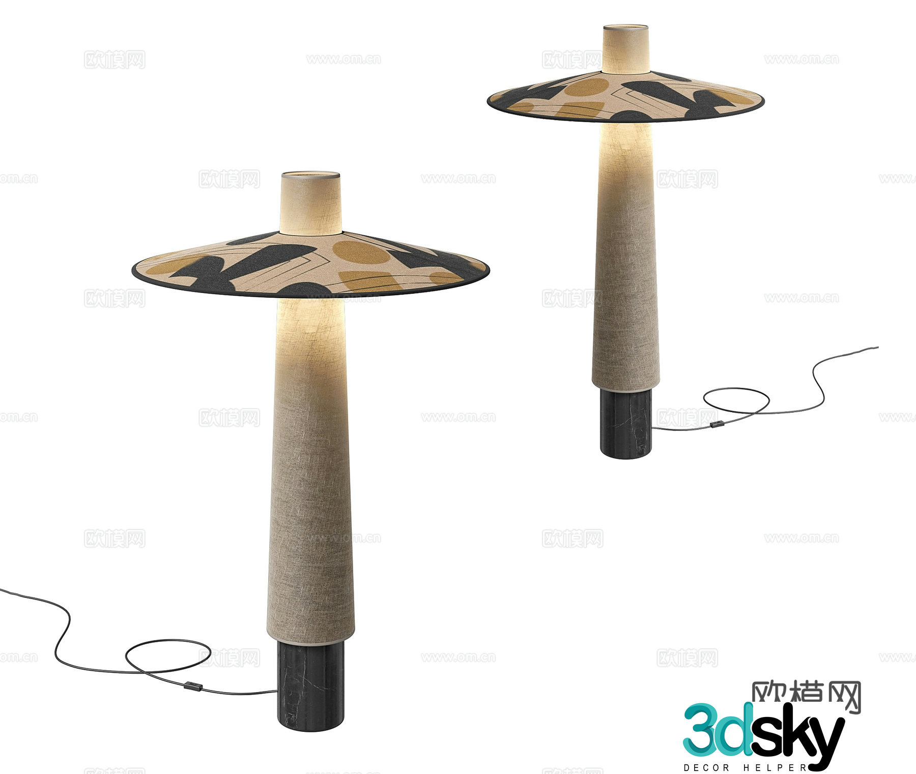 Wasabi Fengteng lamp B&B table lamp Middle-aged table lamp Paper table lamp Stone table lamp Decorative table lamp 3D model
