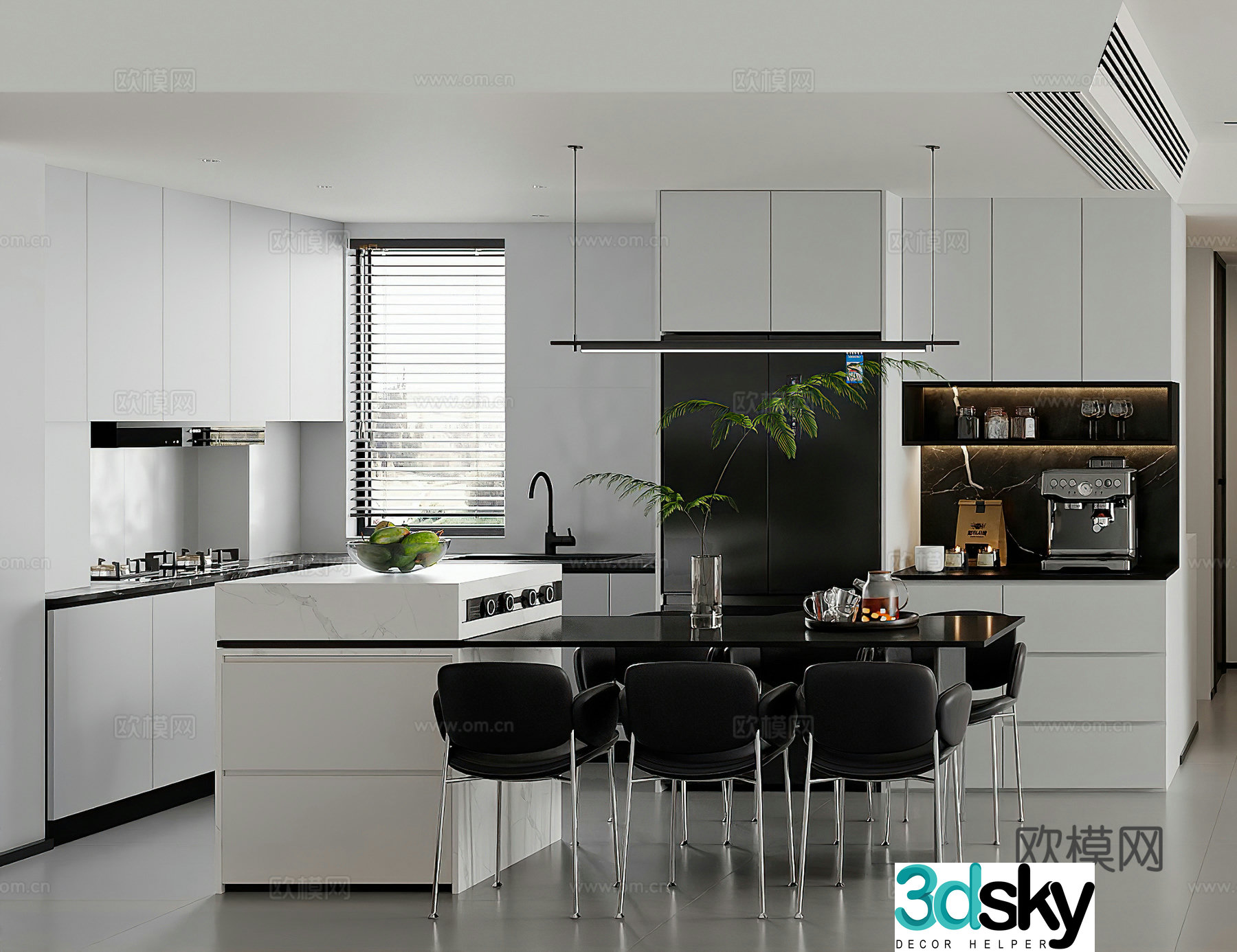 Modern restaurant Open kitchen Western kitchen coffee machine island modern living restaurant simple 3d model