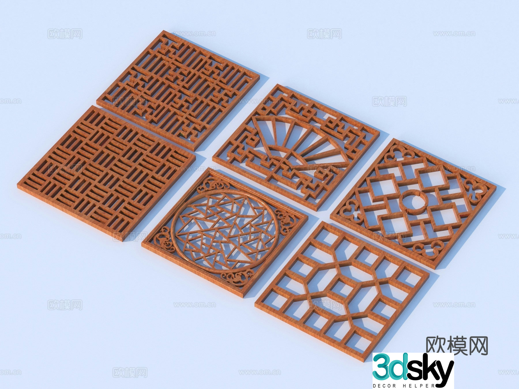 Carving window Grating window Hollow window Relief Wood carving 3D model