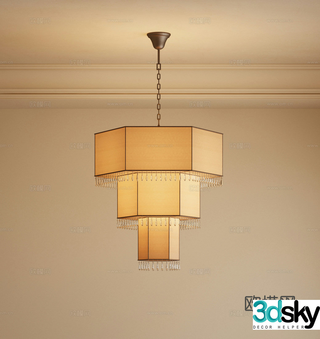 New Chinese Song Aesthetic Chandelier 3D Model