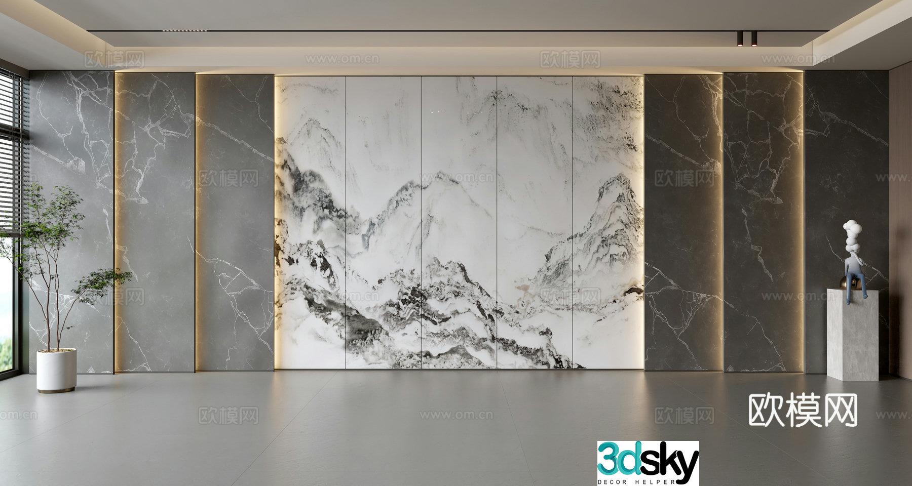 Front desk background wall Hall background wall Company image wall Front desk reception background 3D model