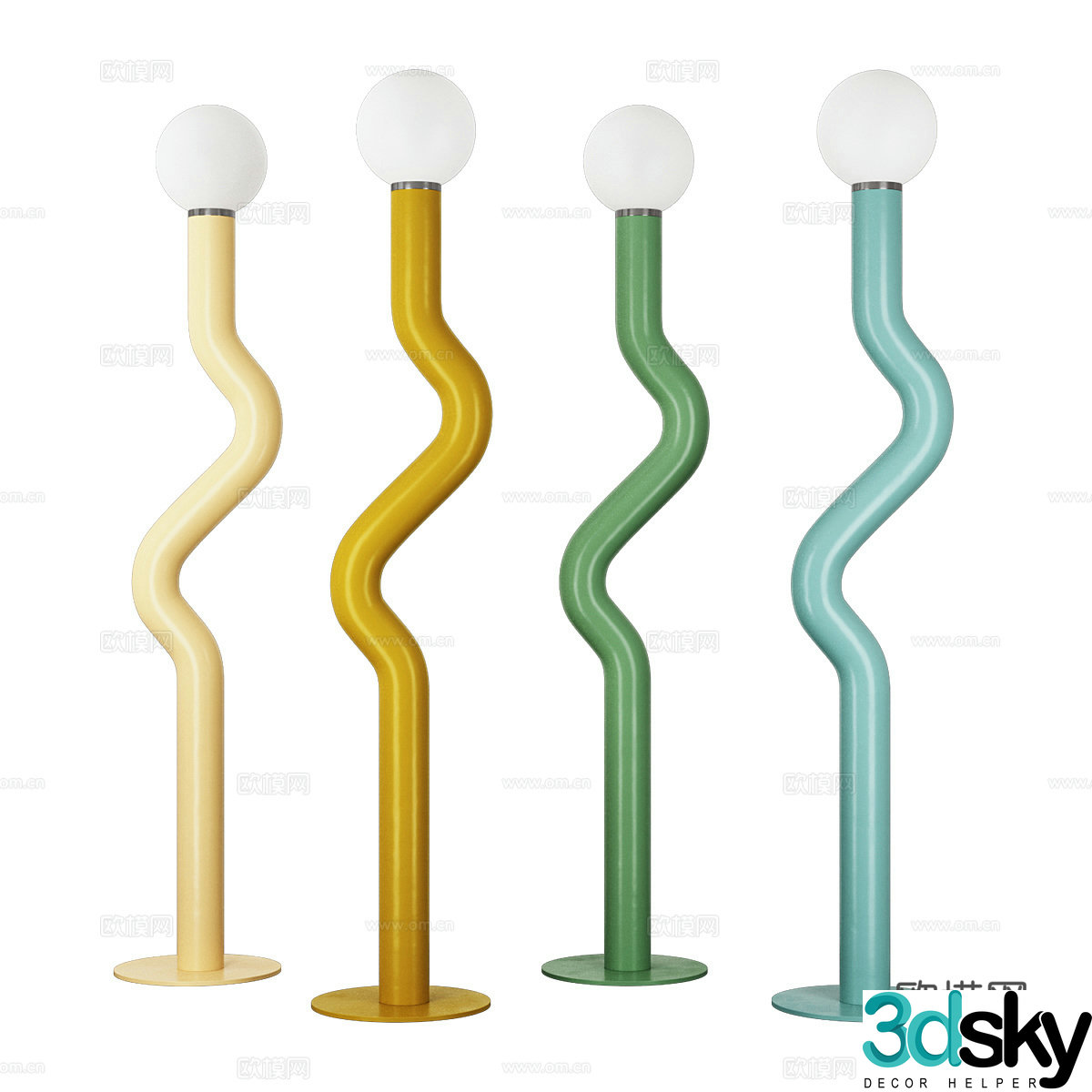 Modern metal floor lamp 3d model