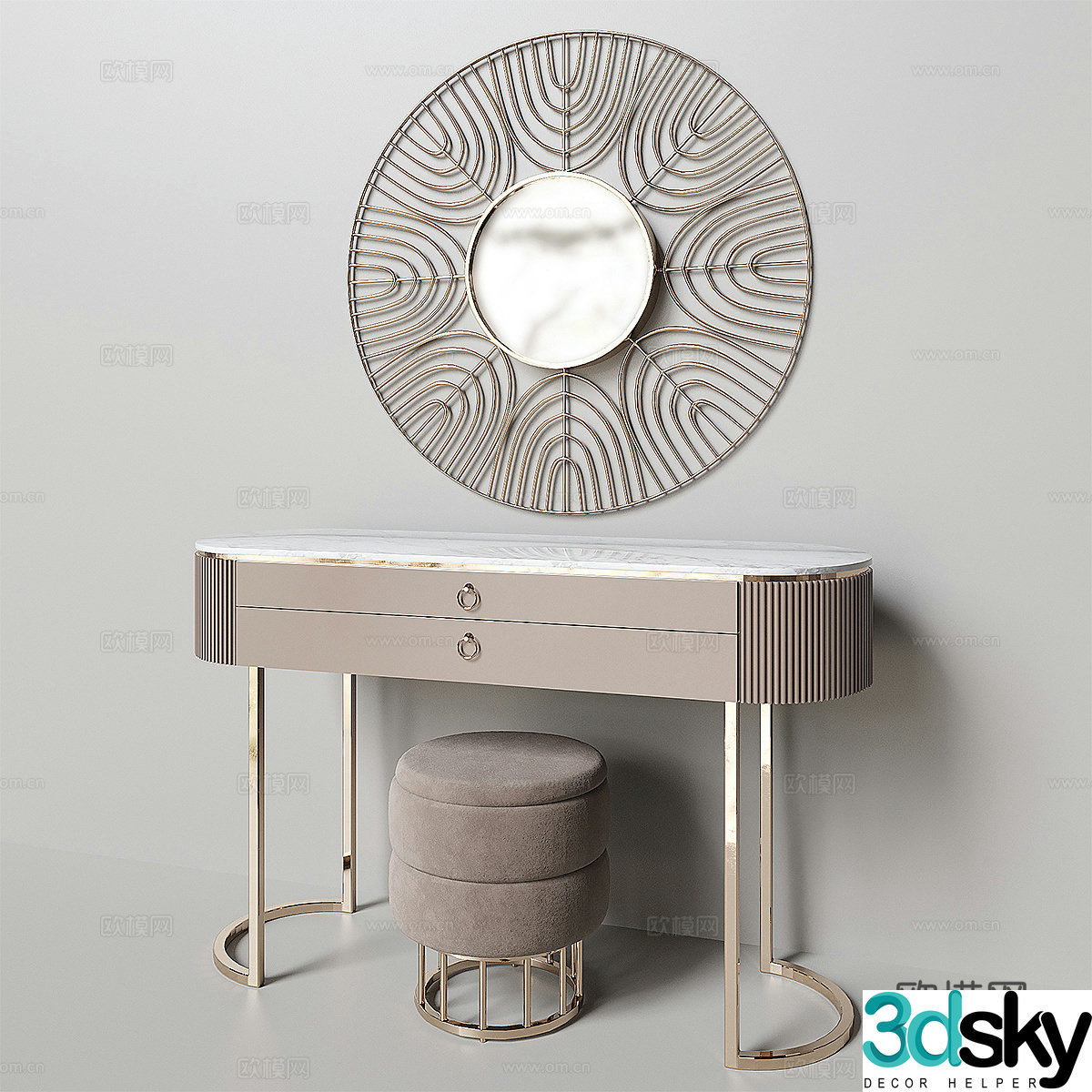 Modern light luxury dressing table 3D model