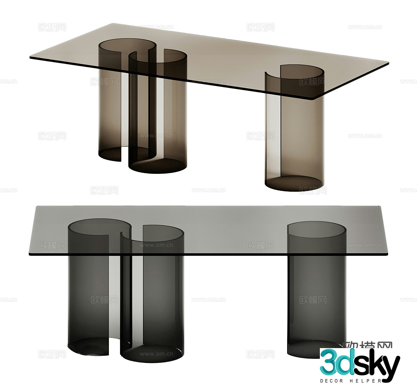 Simple dining table Acrylic dining table Acrylic negotiation table Dining table Table combination Acrylic workbench 3D model