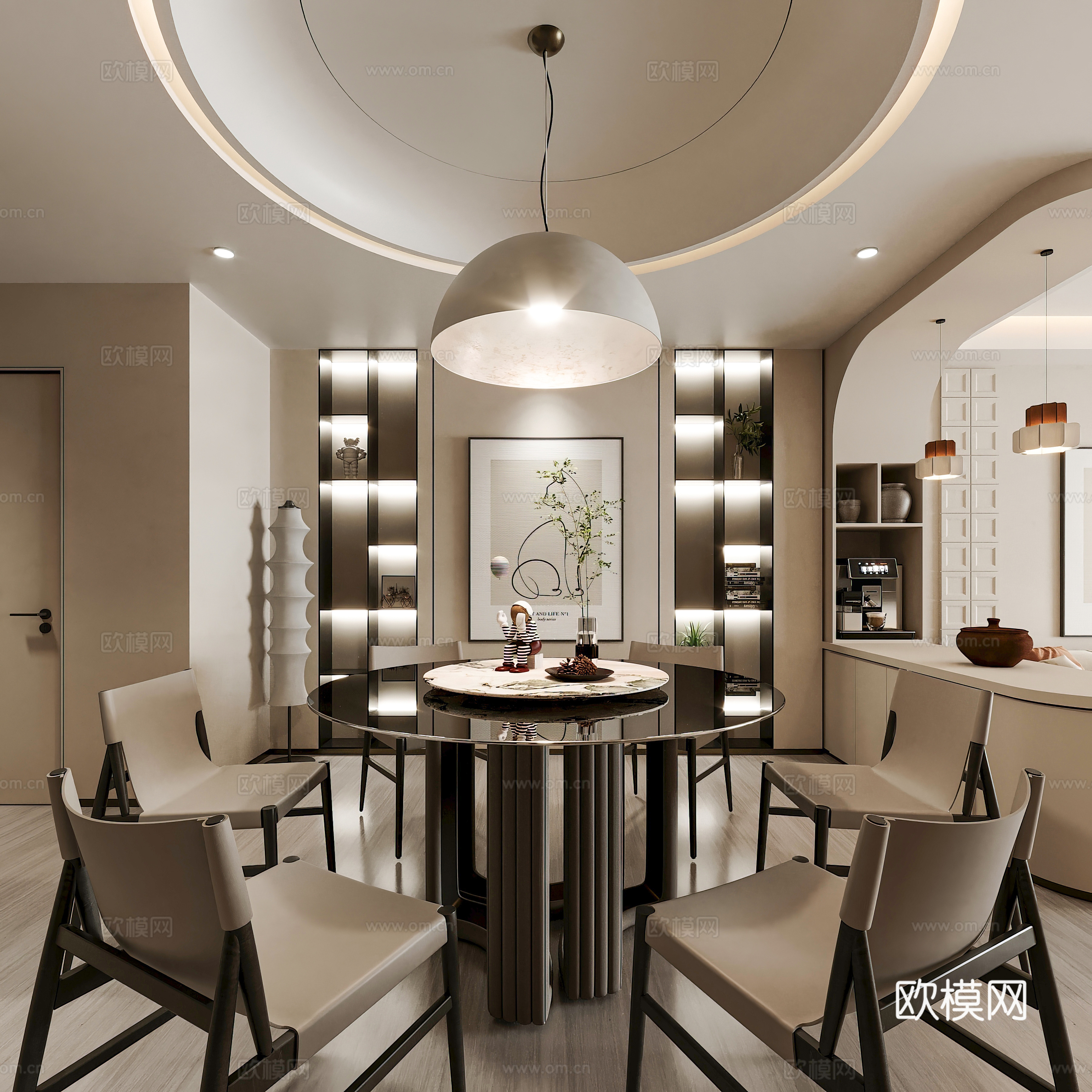 Creamy Style Restaurant 3D Model