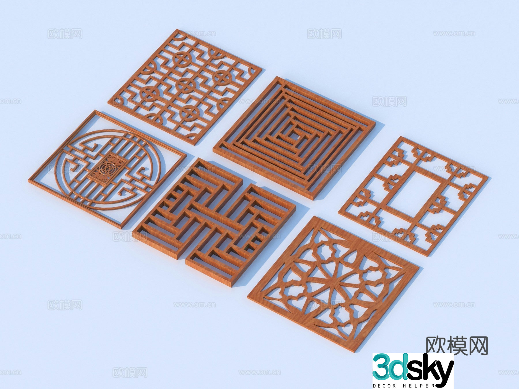Carving window Grating window Hollow window Relief Wood carving 3D model