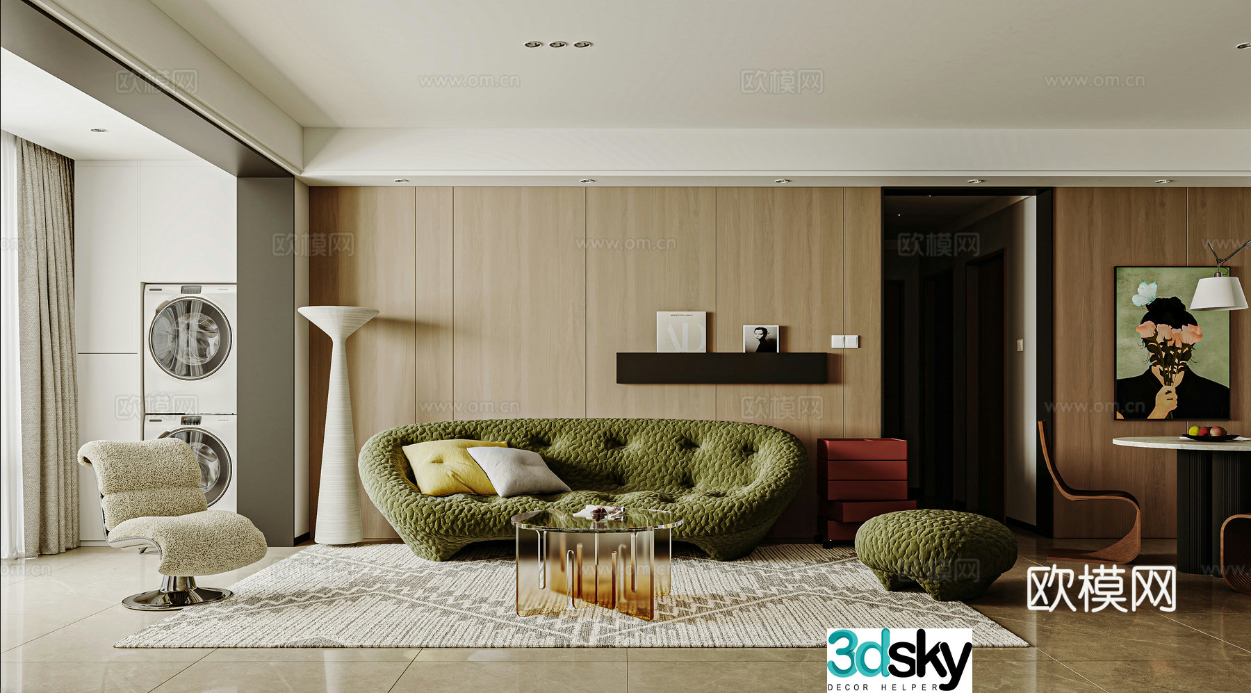 Modern Italian dining room Shell sofa Pattie sofa ins acrylic round 3d model