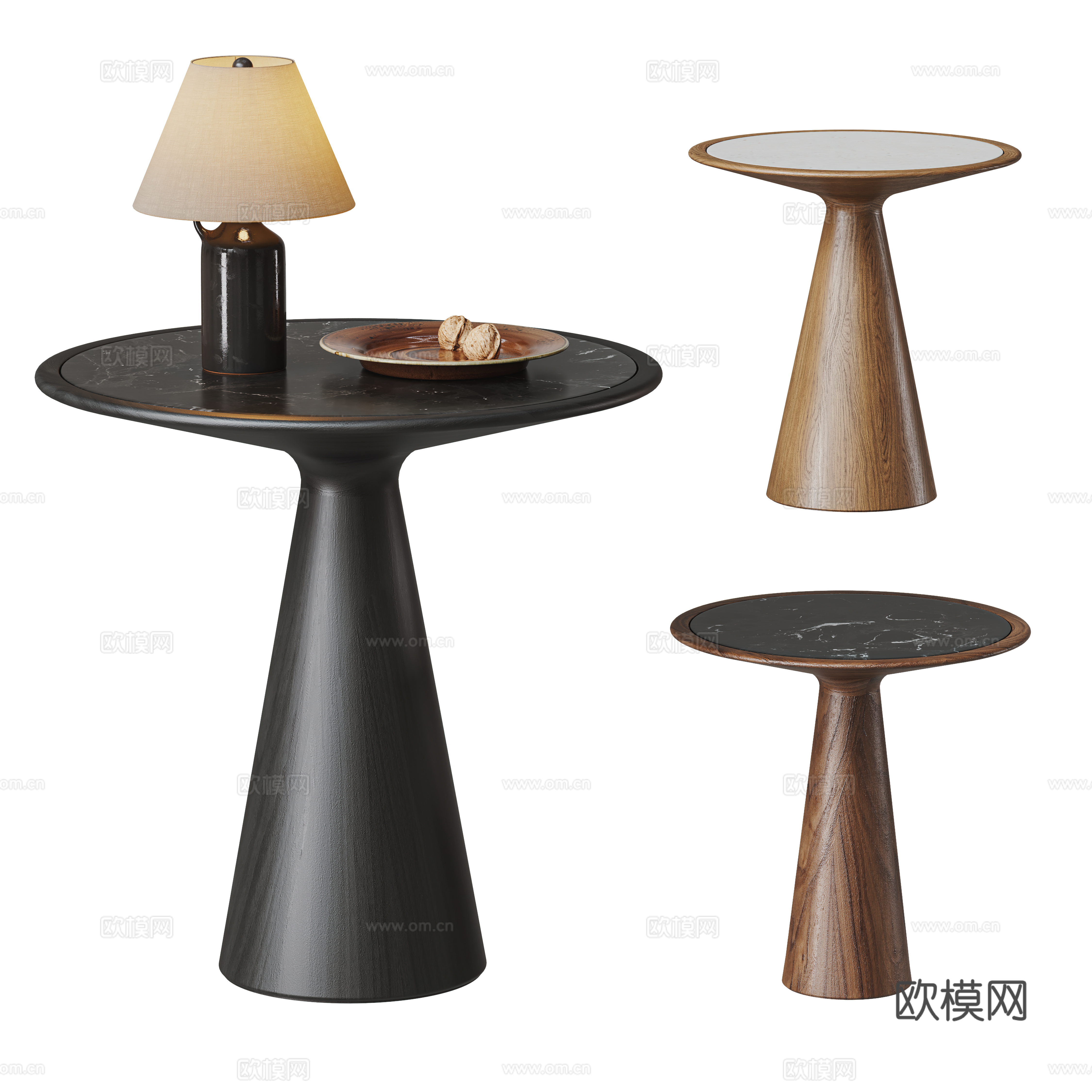 Medium style edge combination rock slab edge round edge solid wood edge black walnut edge 3D model