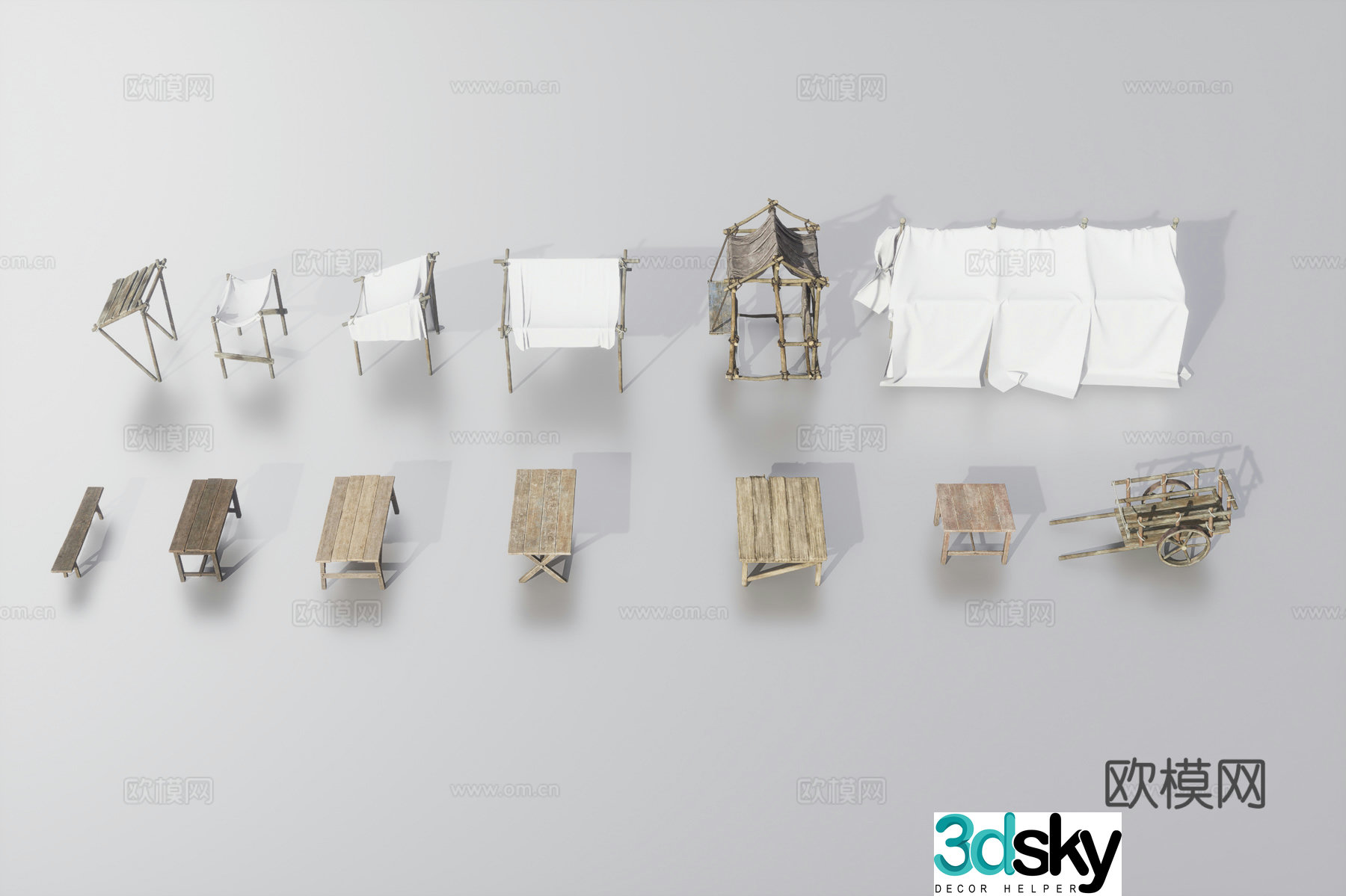 Tent wooden table 3d model