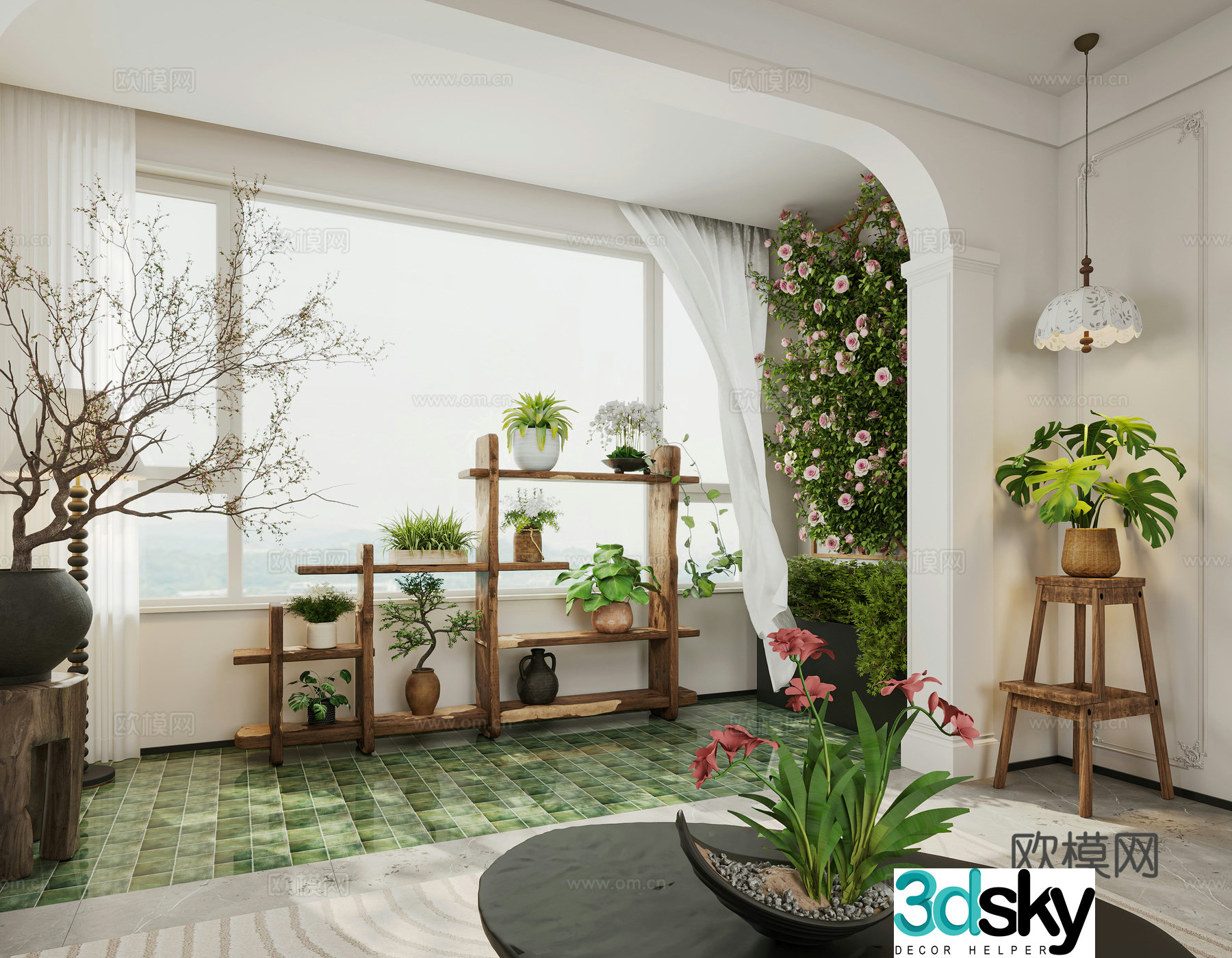 French balcony pot plant 3D model