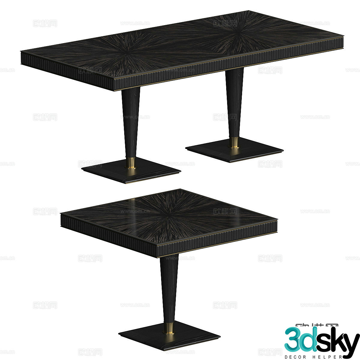Modern light luxury Flint dining table 3D model