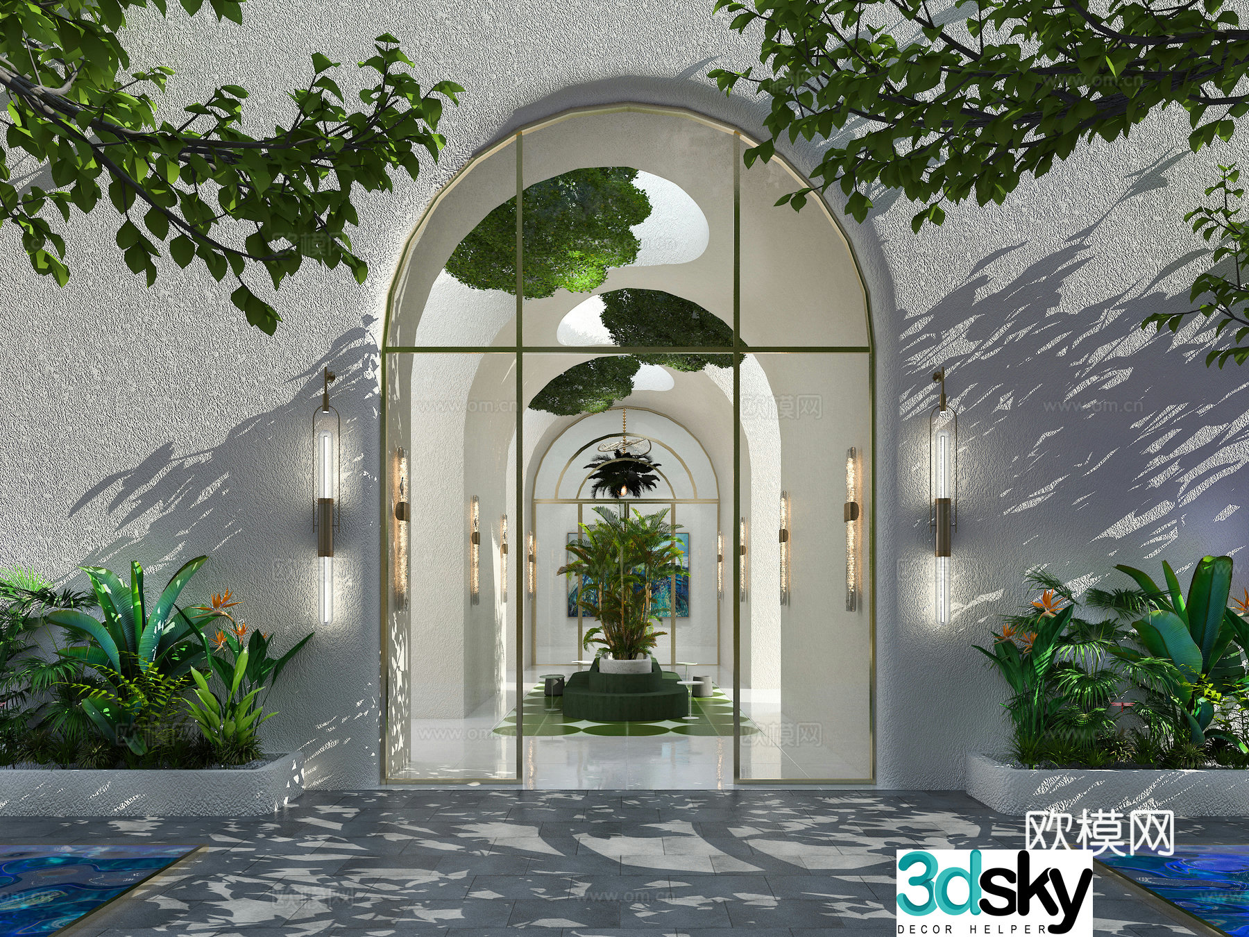 Modern arched doorway 3D model