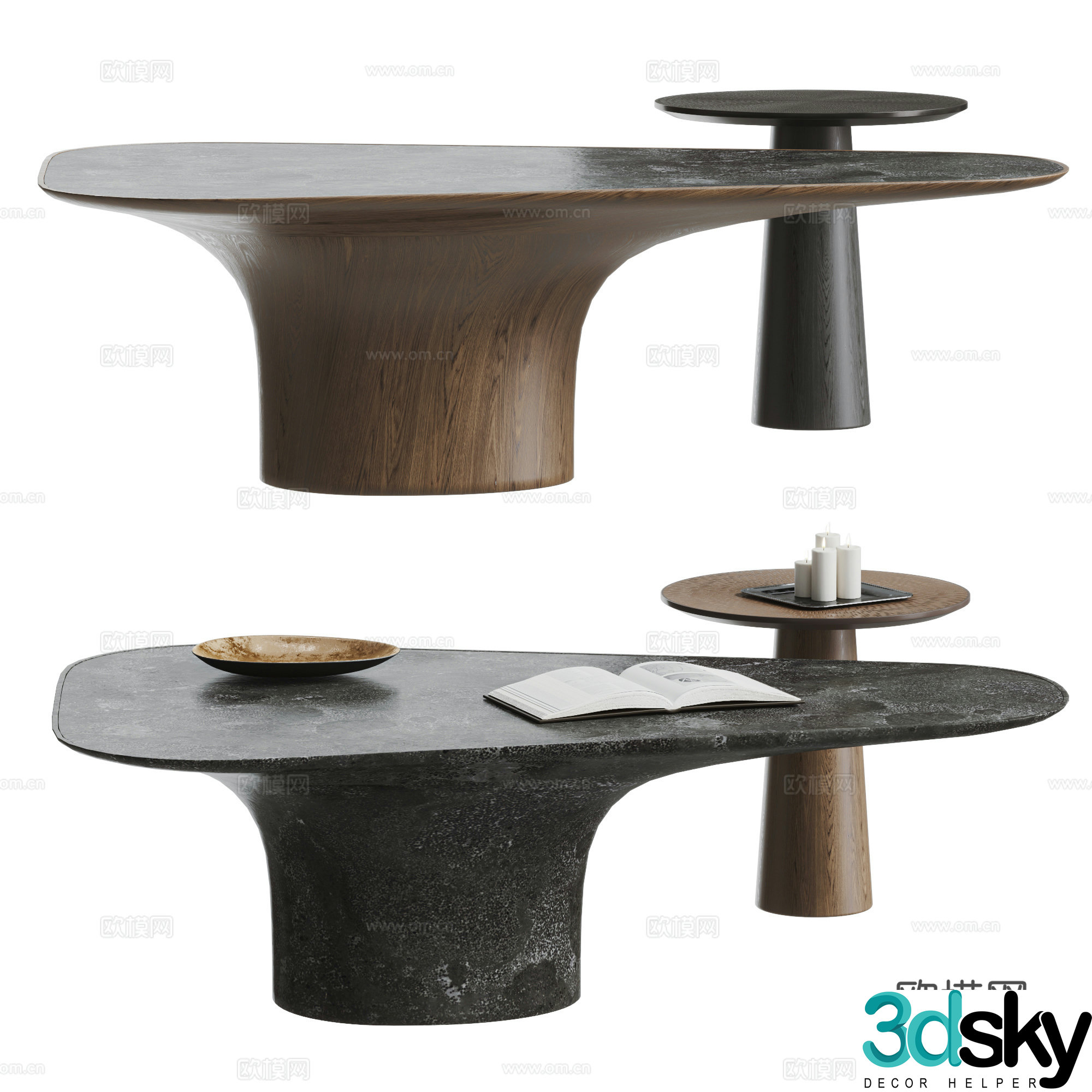 BAXTER modern coffee table combination stone coffee table special shape coffee table marble coffee table 3D model
