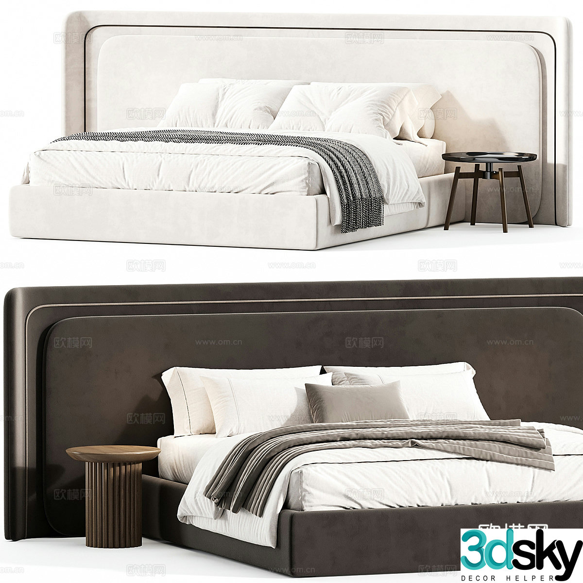 Creamy style double bed fabric double bed floor bed bedding bedding side bed backrest bed hug 3d model