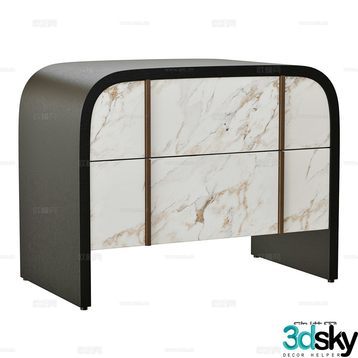New Chinese style light luxury MOIRA bedside table 3D model
