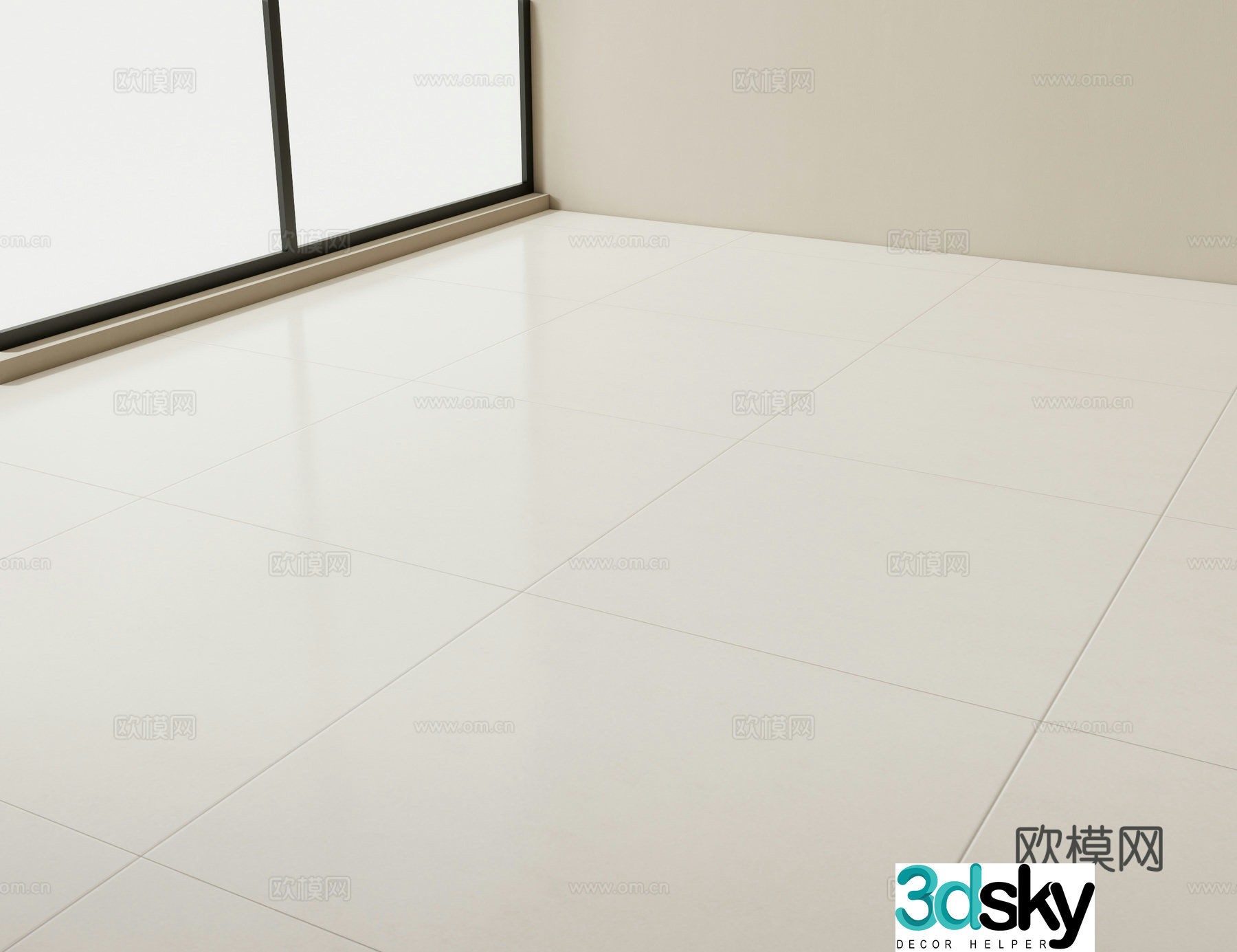 Modern brick off-white floor tiles 3d model