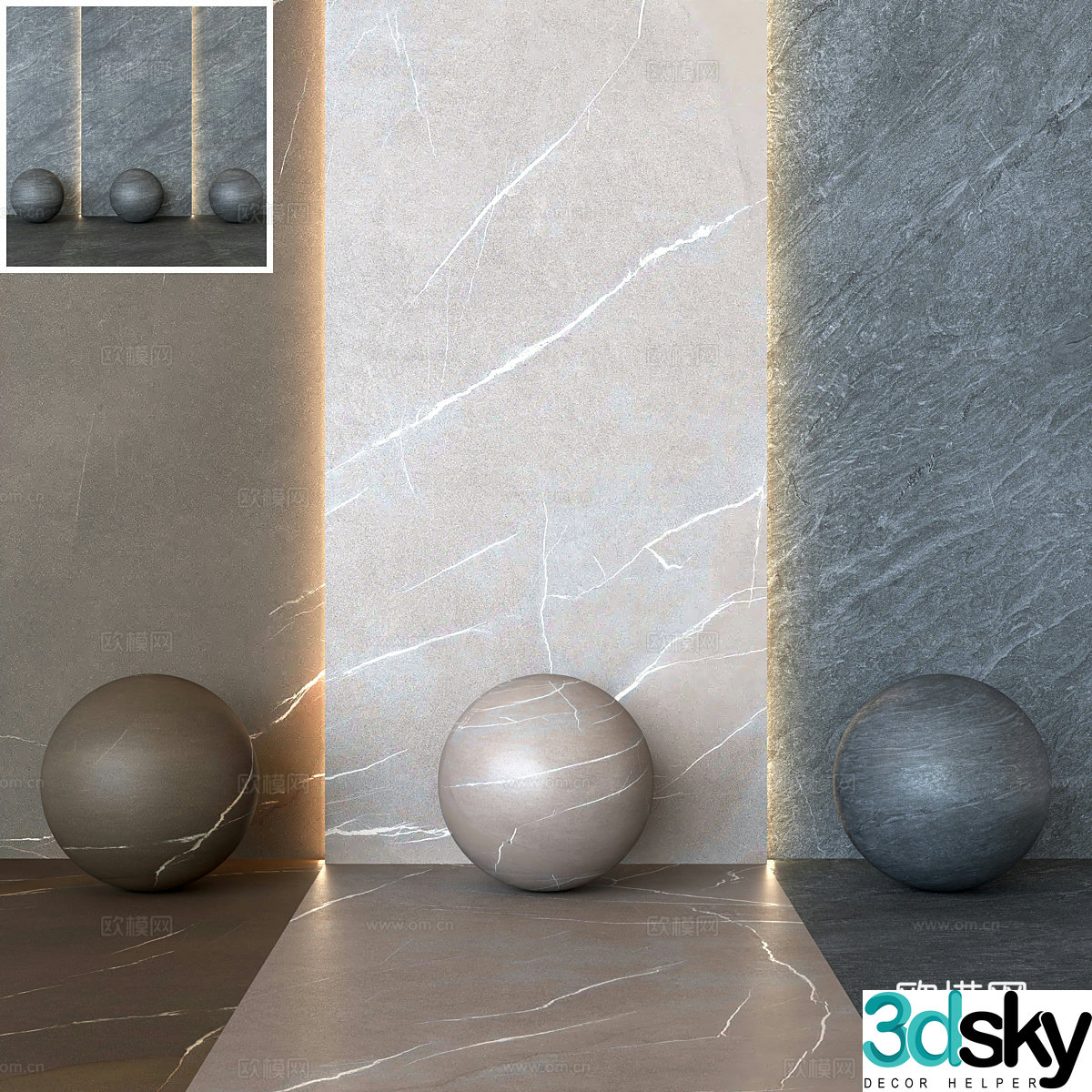 New Chinese style wall and floor tiles 3D model