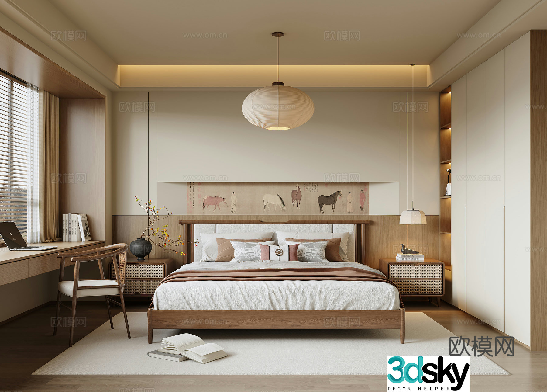 New Chinese Song style bedroom 3D model