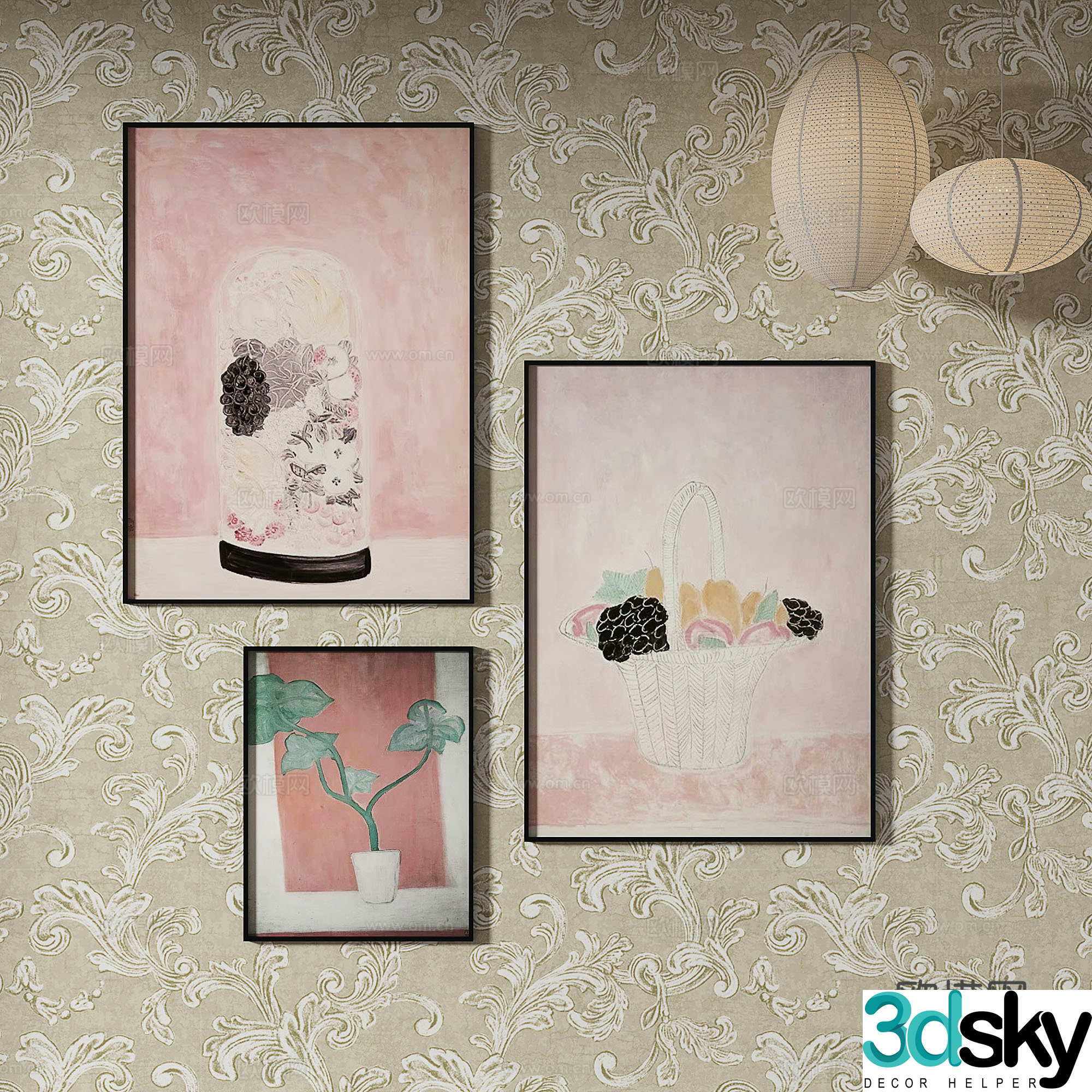 Modern medieval decorative painting 3d model