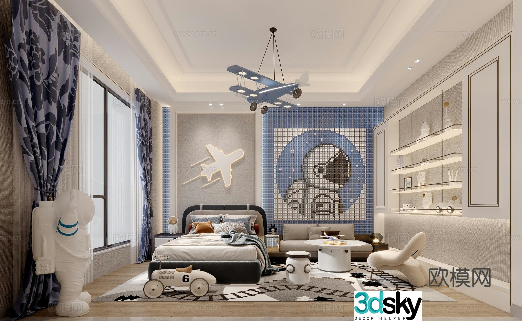 Light luxury children’s room 3D model
