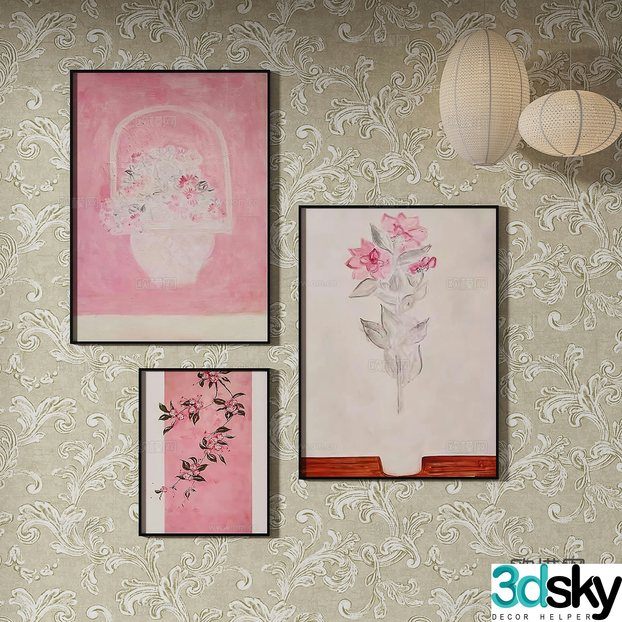 Modern medieval decorative painting 3d model