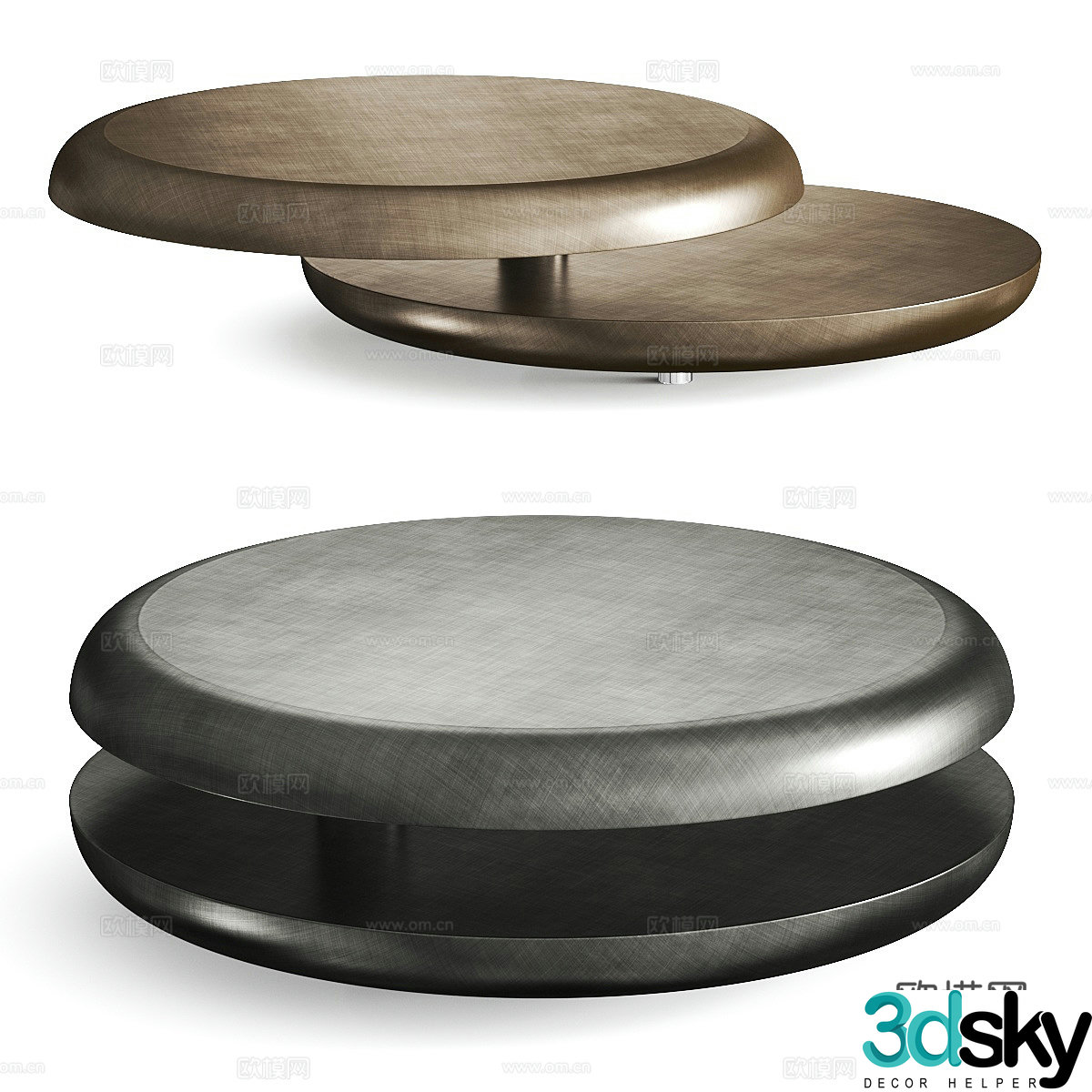 Light luxury tea table metal tea table coffee table combination round tea table round tea table artistic tea table retro 3d model