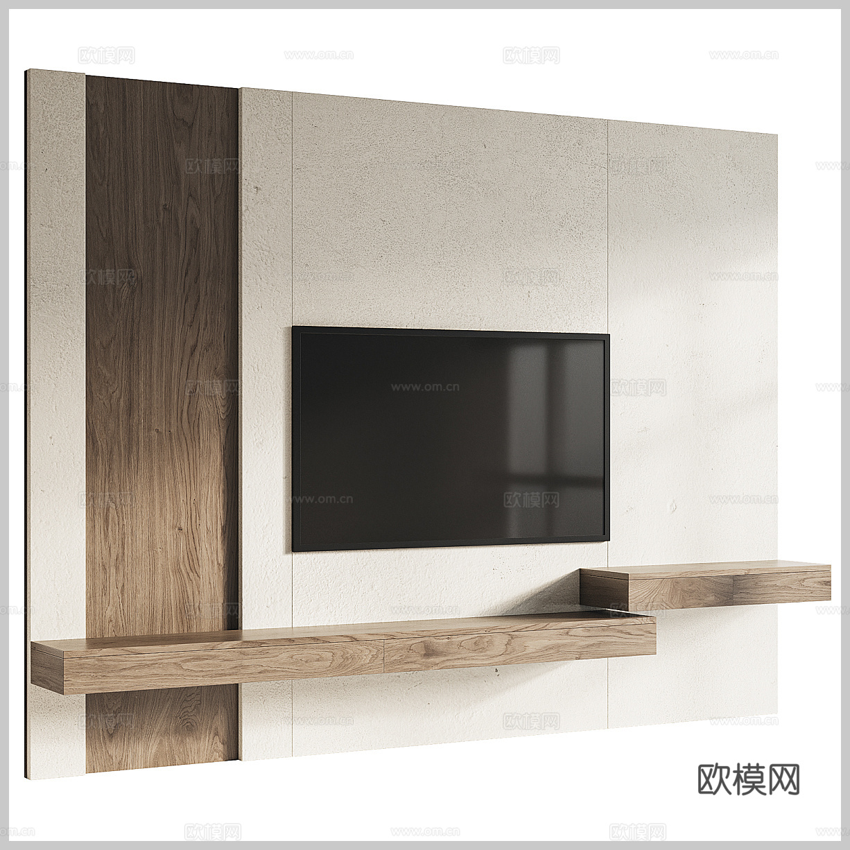 Wasabi TV background wall hanging TV cabinet solid wood TV cabinet bedroom TV cabinet background wall 3d model