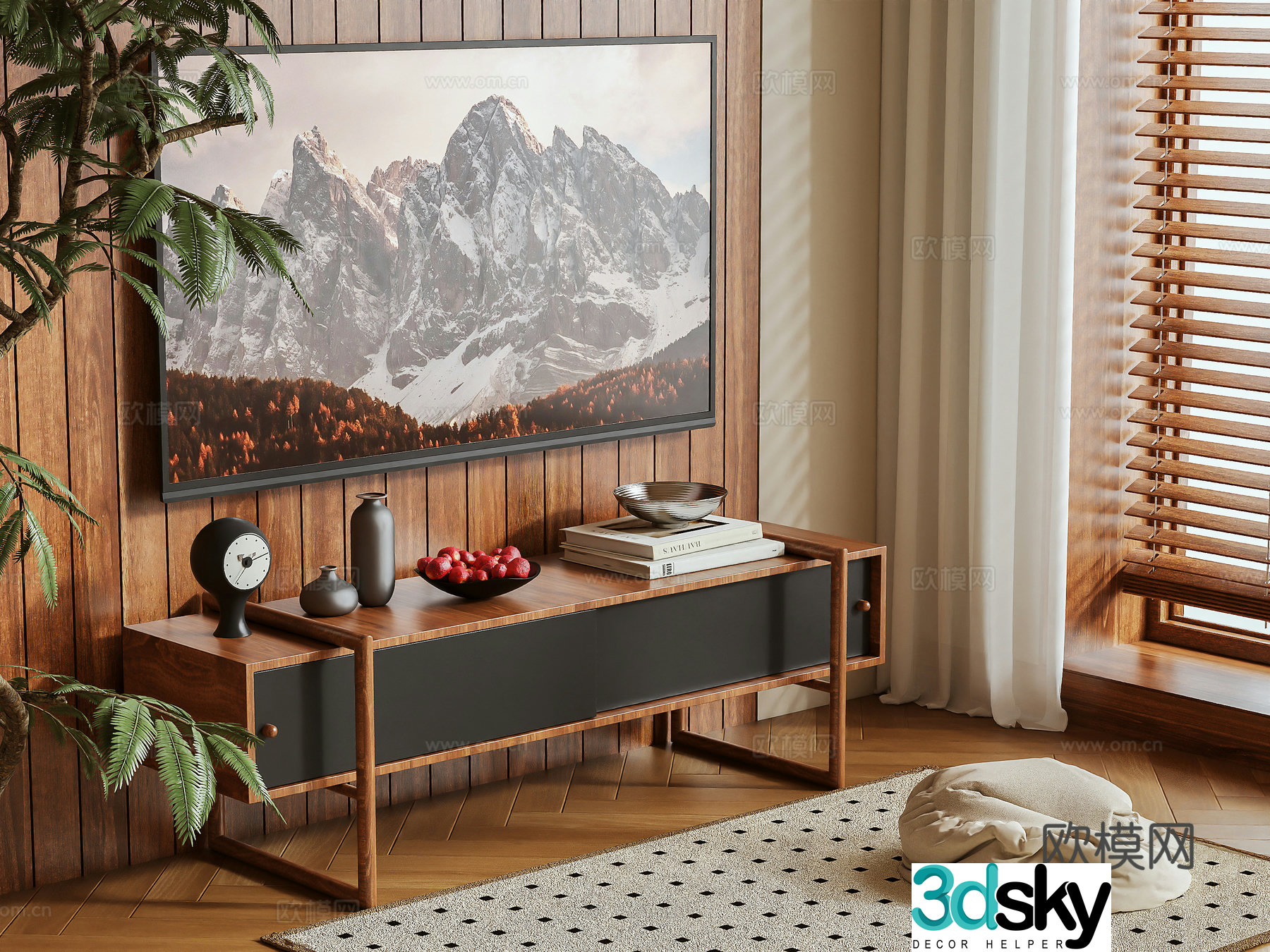 Middle-aged TV cabinet 3D model
