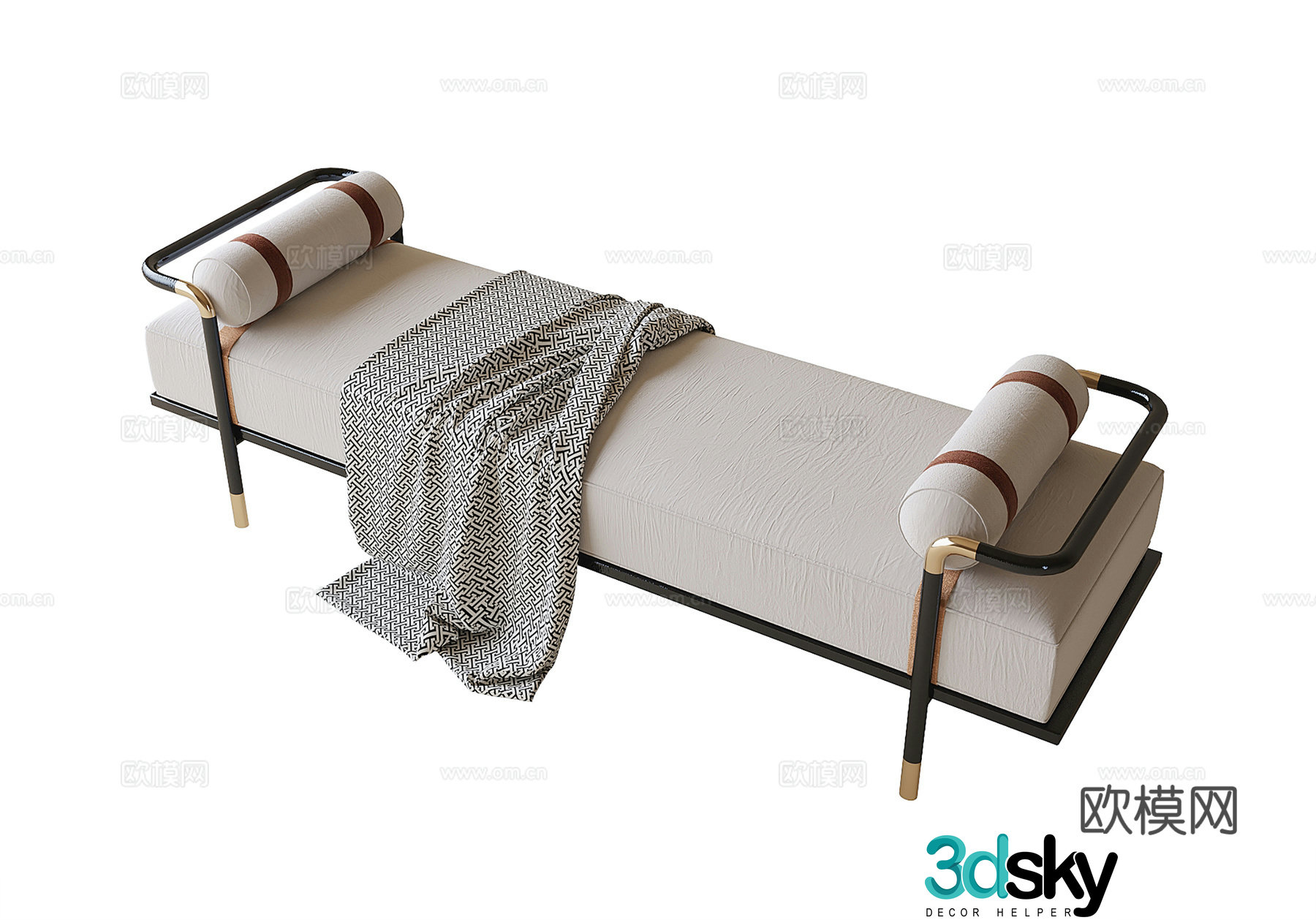 New Chinese style bed tail stool bench strip stool 3D model