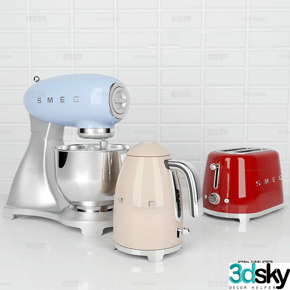 Home appliance combination daily household appliances egg beater trick-treater mixer milk beater kettle 3D model