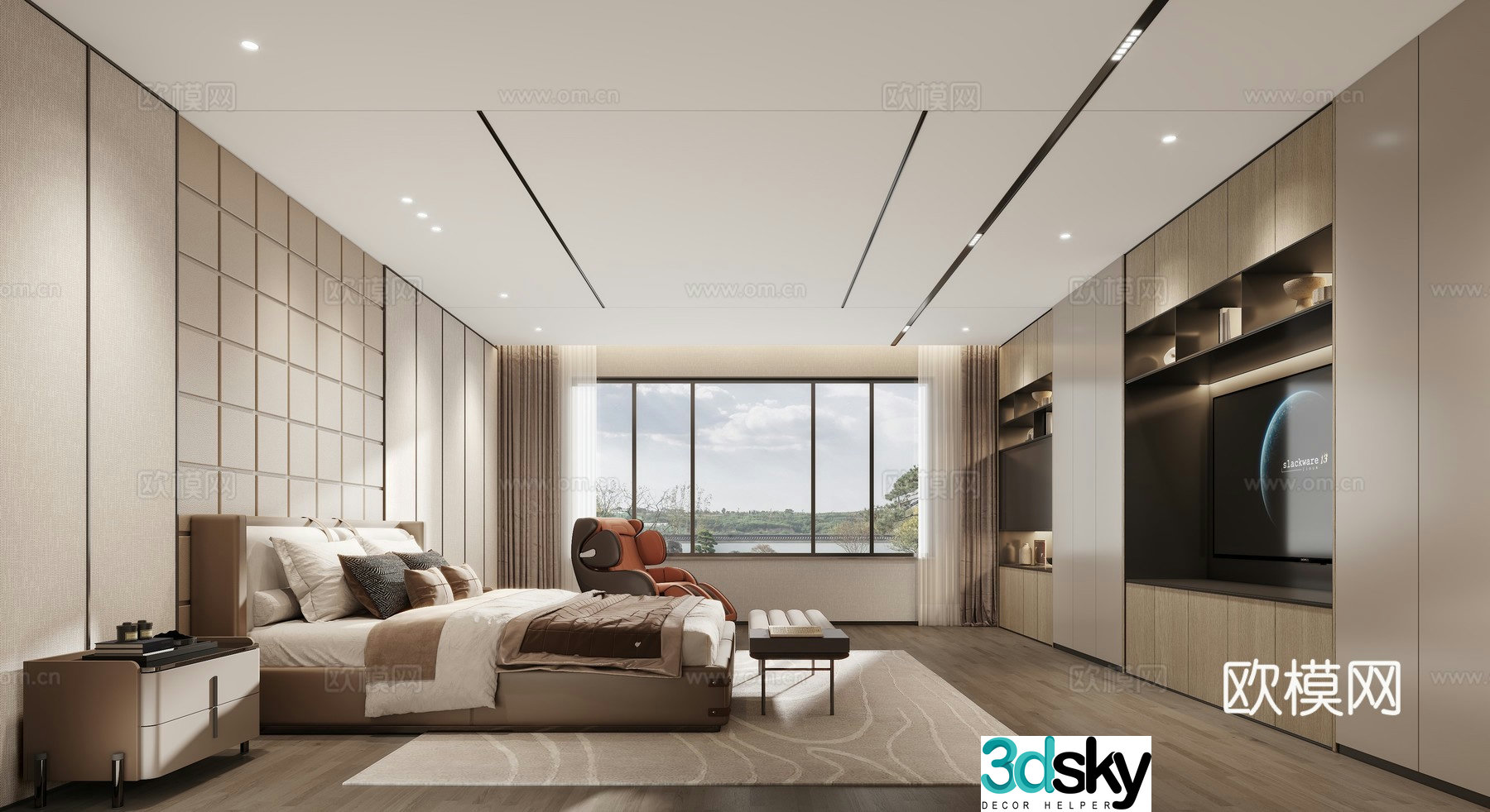 Modern master bedroom bathroom 3d model