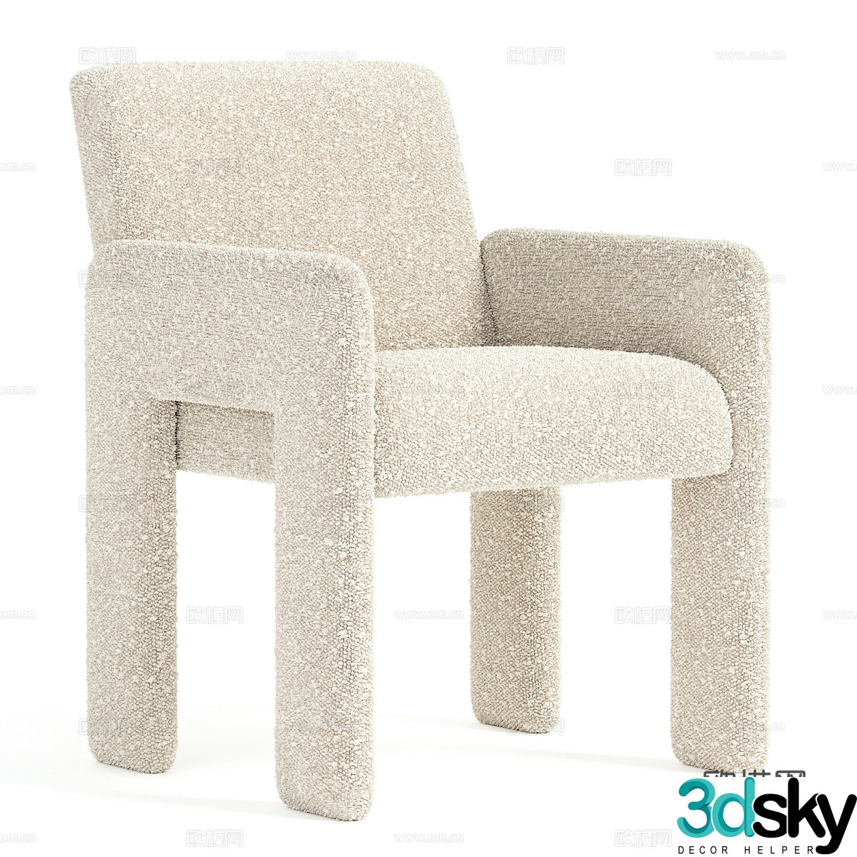 Creamy dining chair lamb velvet dining chair lamb velvet single chair lamb velvet leisure chair lamb velvet book chair 3d model