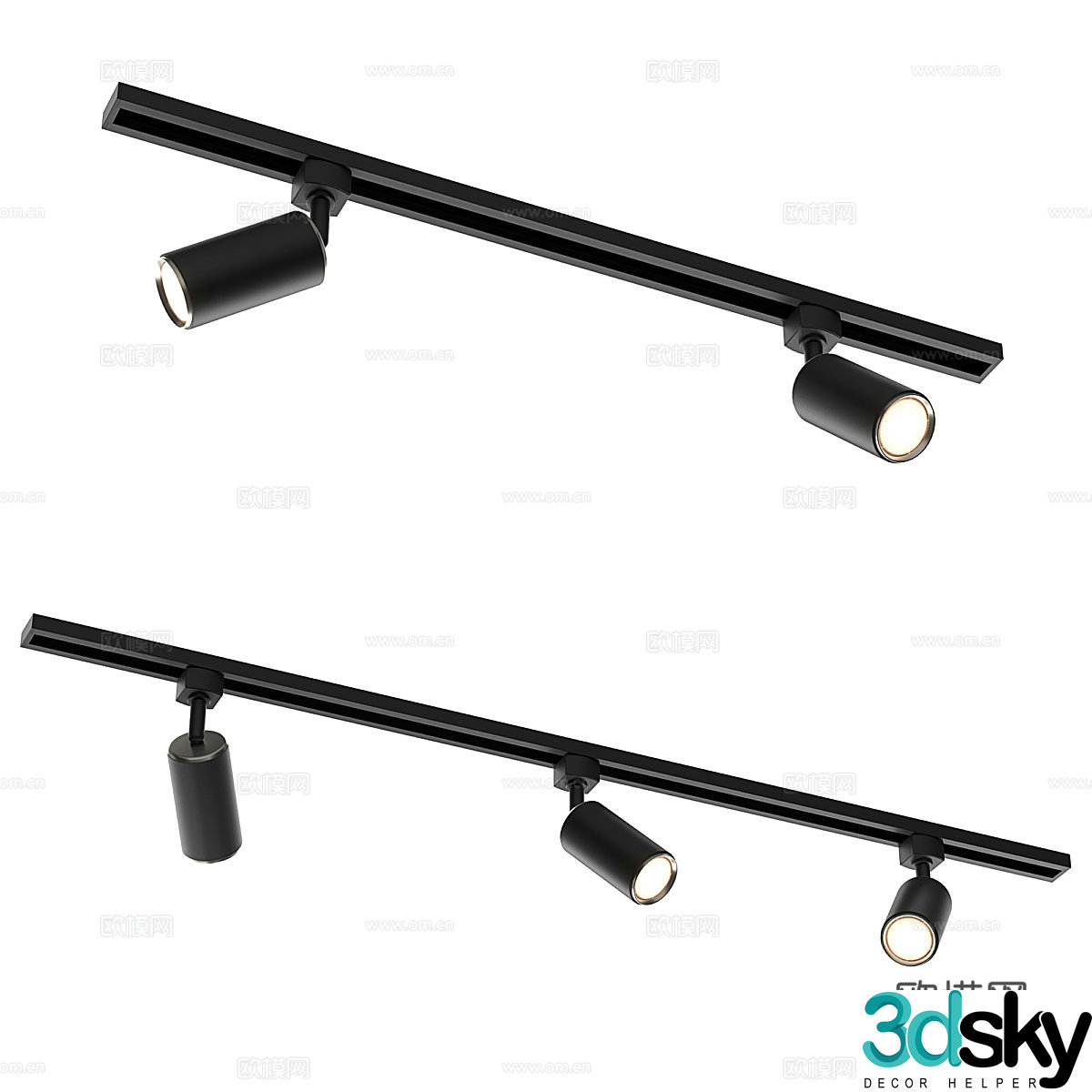 Light luxury spotlights track spotlights track downlights lighting exhibition hall lighting 3D model