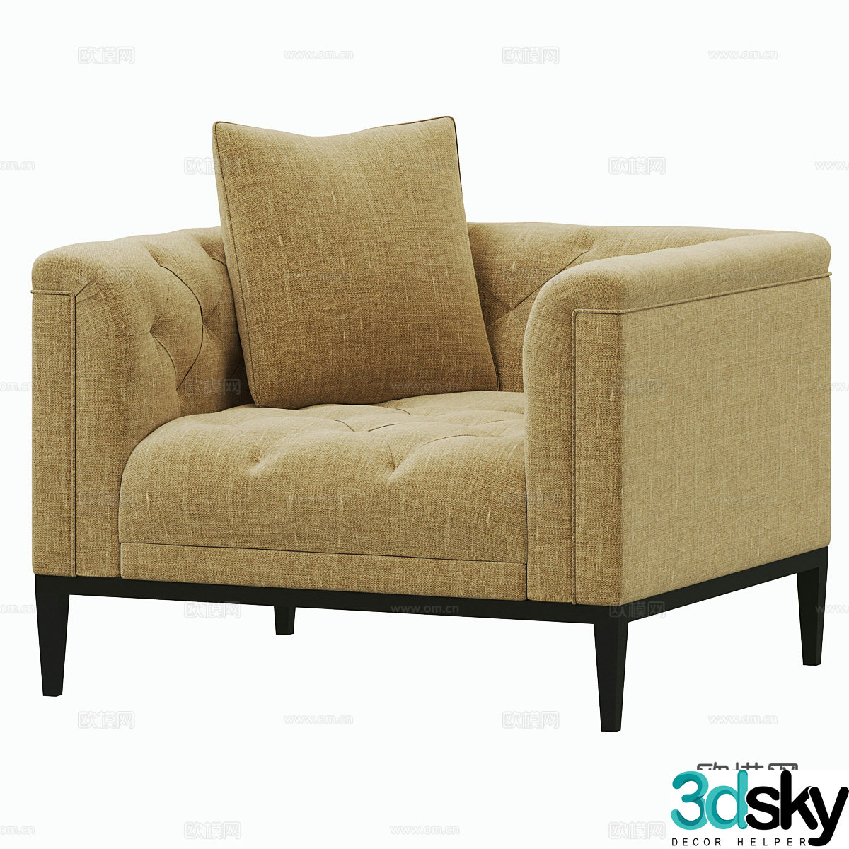 Fabric single sofa reception sofa casual sofa sofa chair lazy sofa yellow sofa 3d model