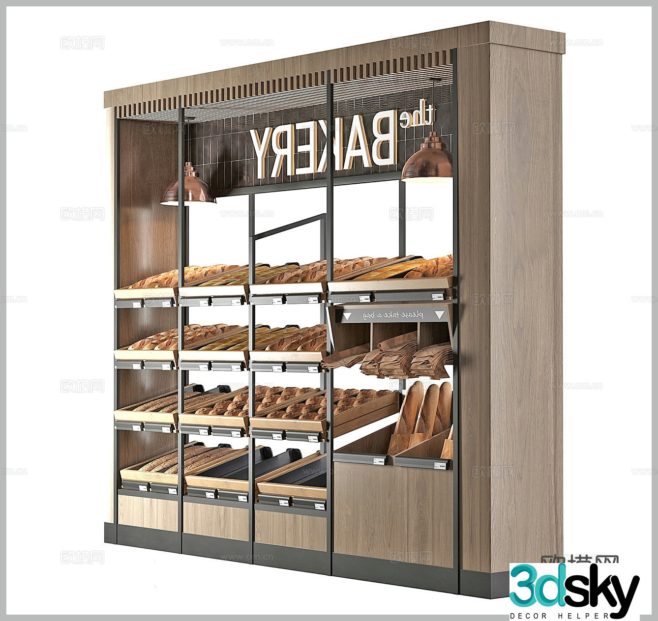 Bakery door bread bread rack bread shelf bread display rack pastry rack bread 3d model