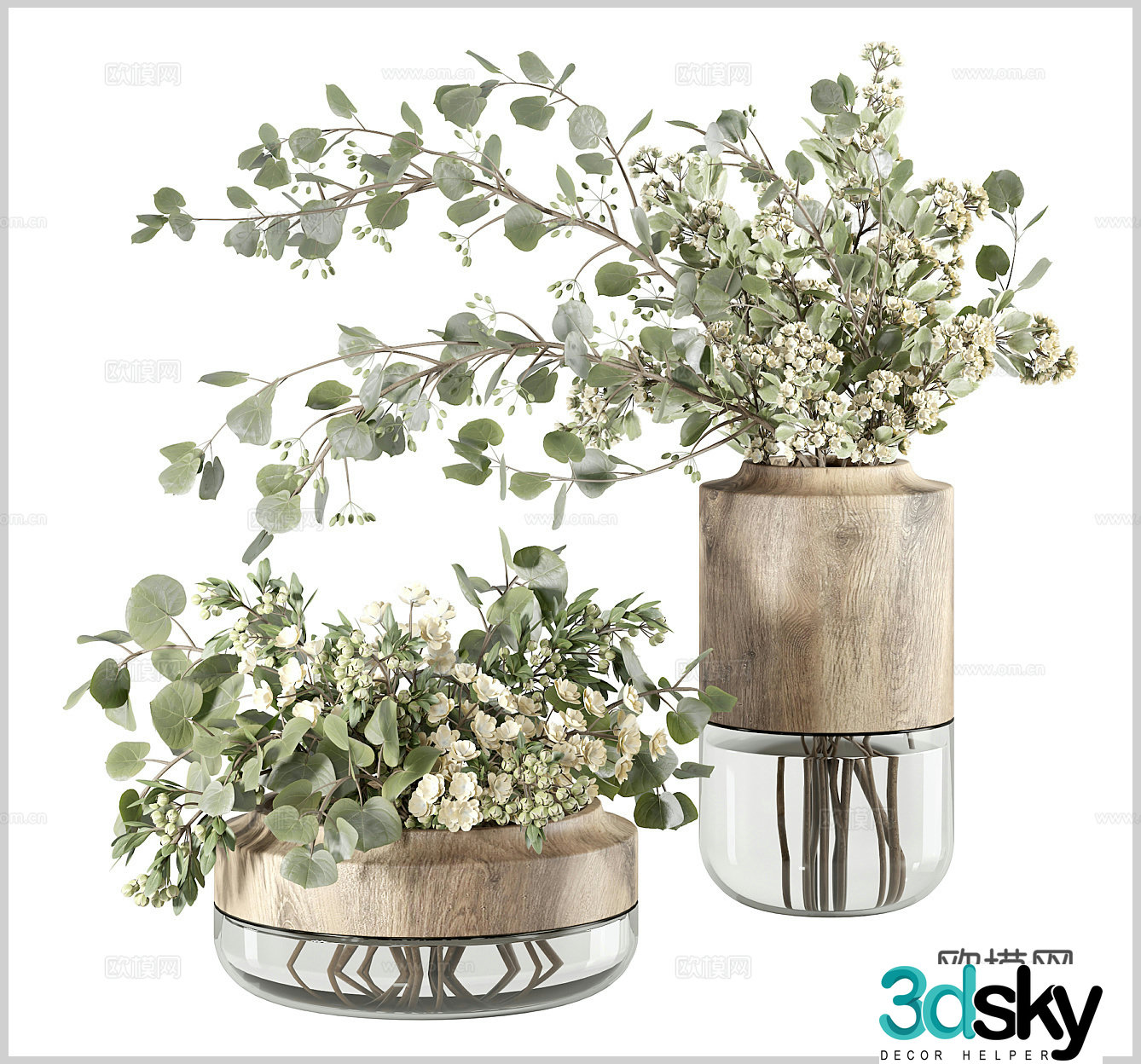 Vase ornaments Vase flowers Green plant ornaments Green plant decoration Dining table ornaments TV cabinet ornaments 3D model