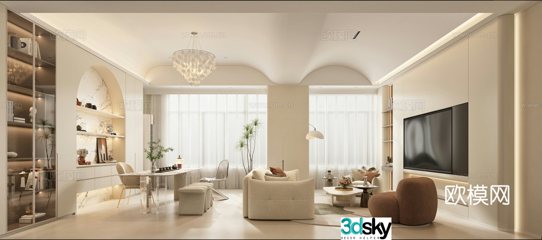 Creamy Style Restaurant Kitchen 3d Model