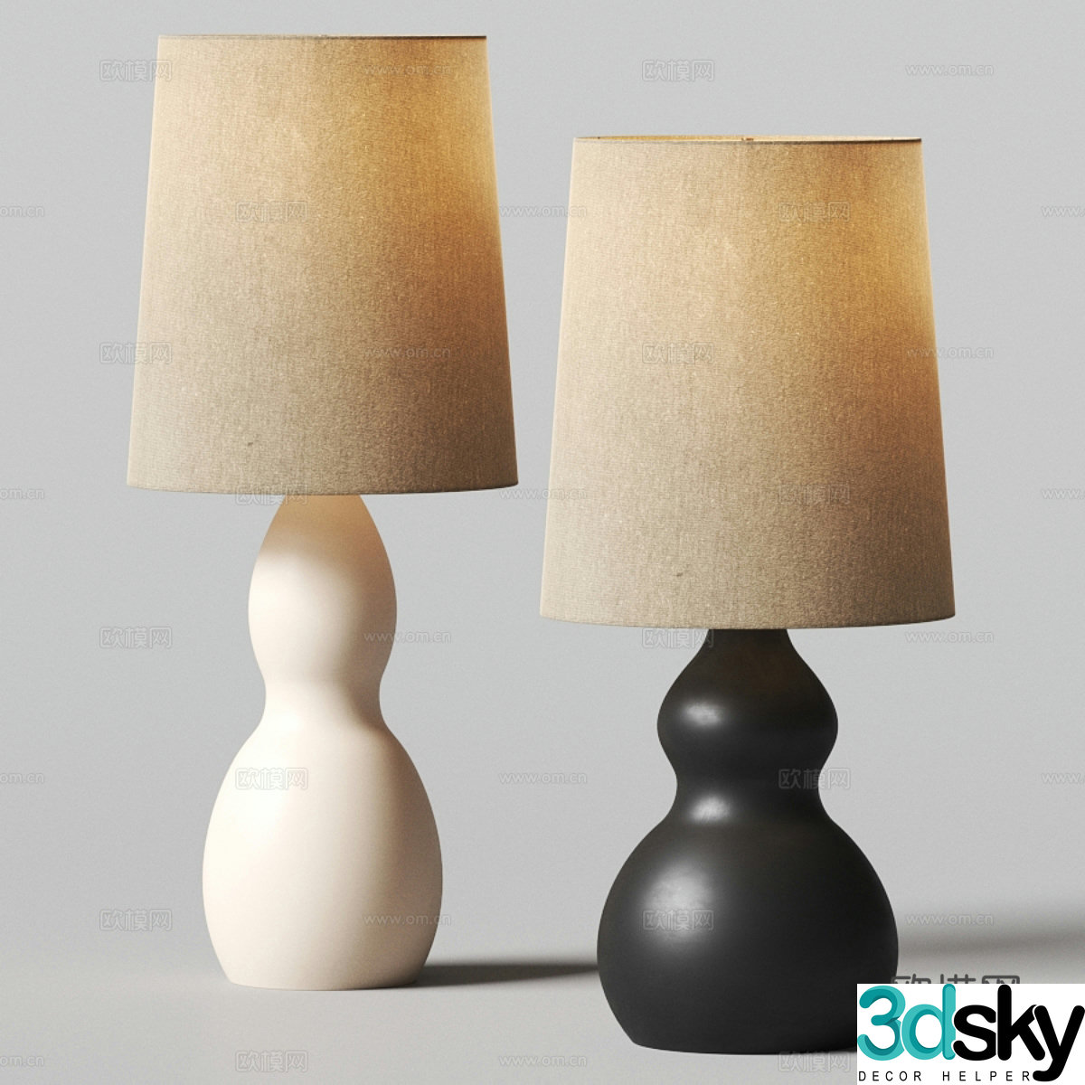 Wasabi Fengteng lamp paper table lamp decorative lamp bedside table lamp table lamp combination Bedroom desk lamp 3D model