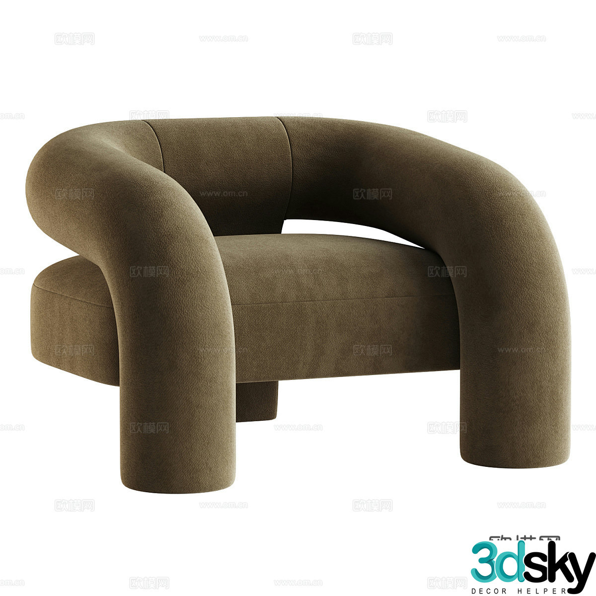 Modern Cream Style Kosa Lounge Chair 3D Model