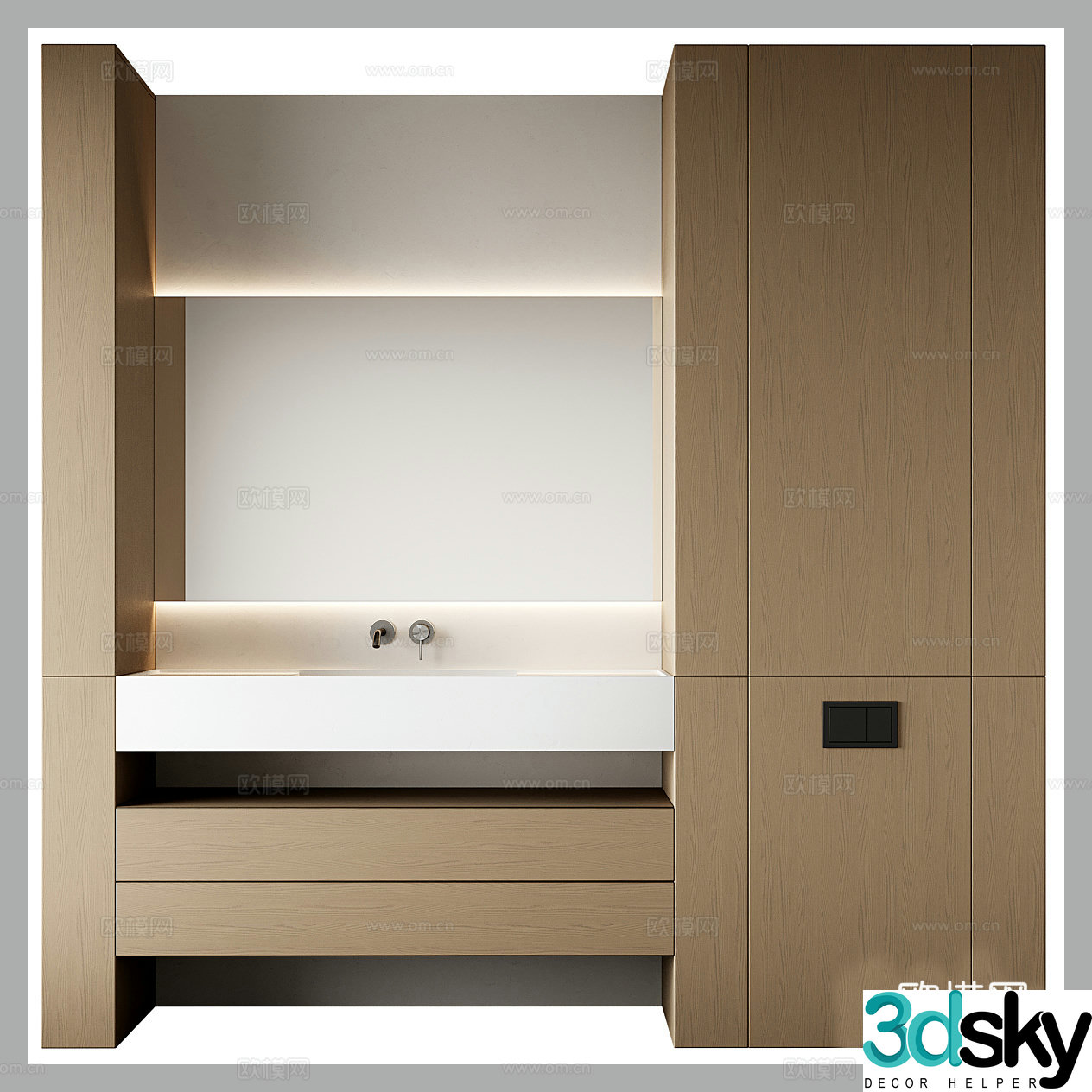 Middle-aged bathroom cabinet solid wood bathroom cabinet homestay bathroom cabinet bathroom sink bathroom mirror washbasin desk 3D model