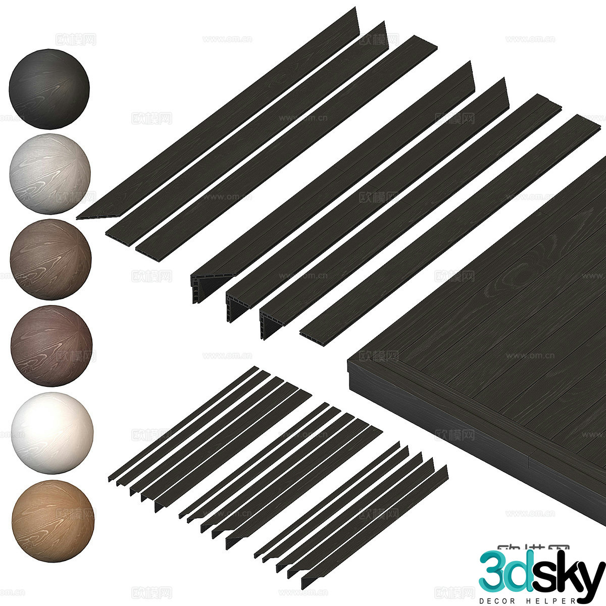 Modern Italian Patio Deck Closing Lines 3D Model