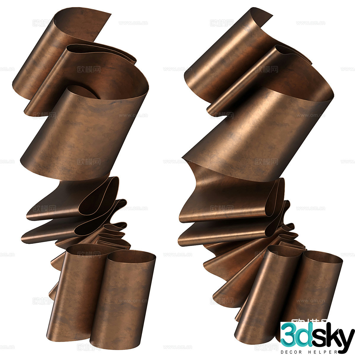 Modern Martha Sturdy Brass Pendant 3D Model