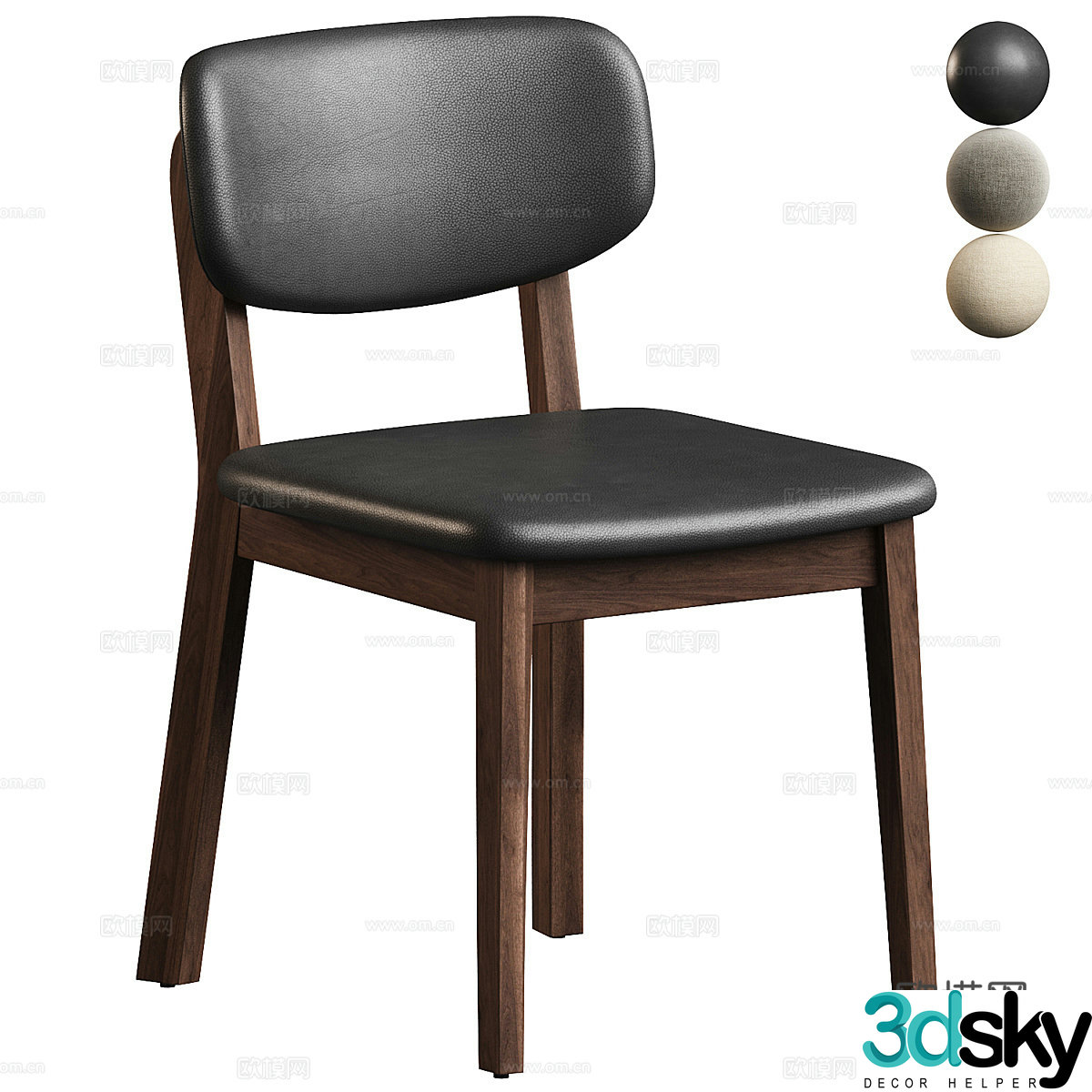 Wasabi single chair Wasabi single chair Medium-old single chair Medium-old dining chair Leather dining chair Leather single 3D model