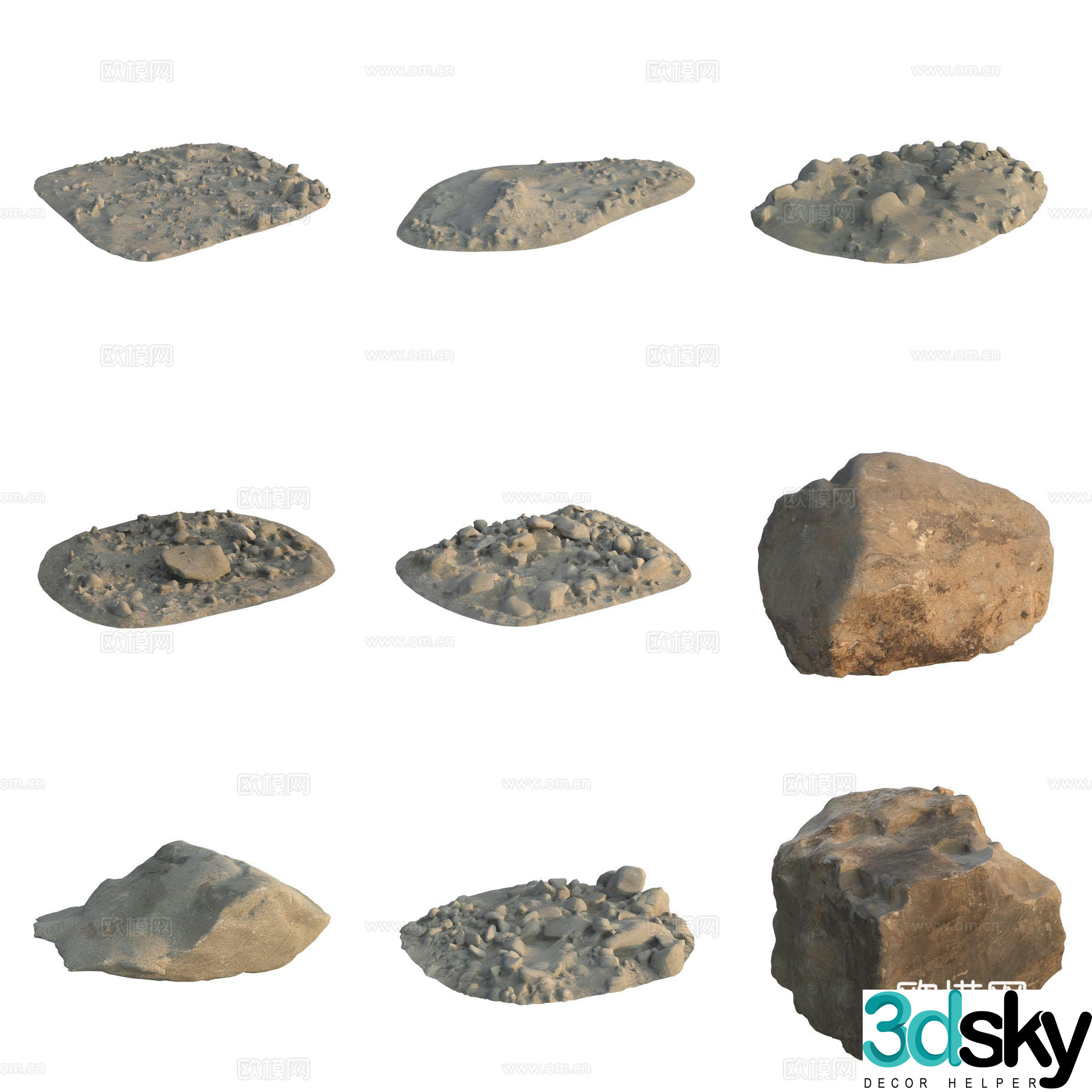 Sandstone stone stone pile 3d model