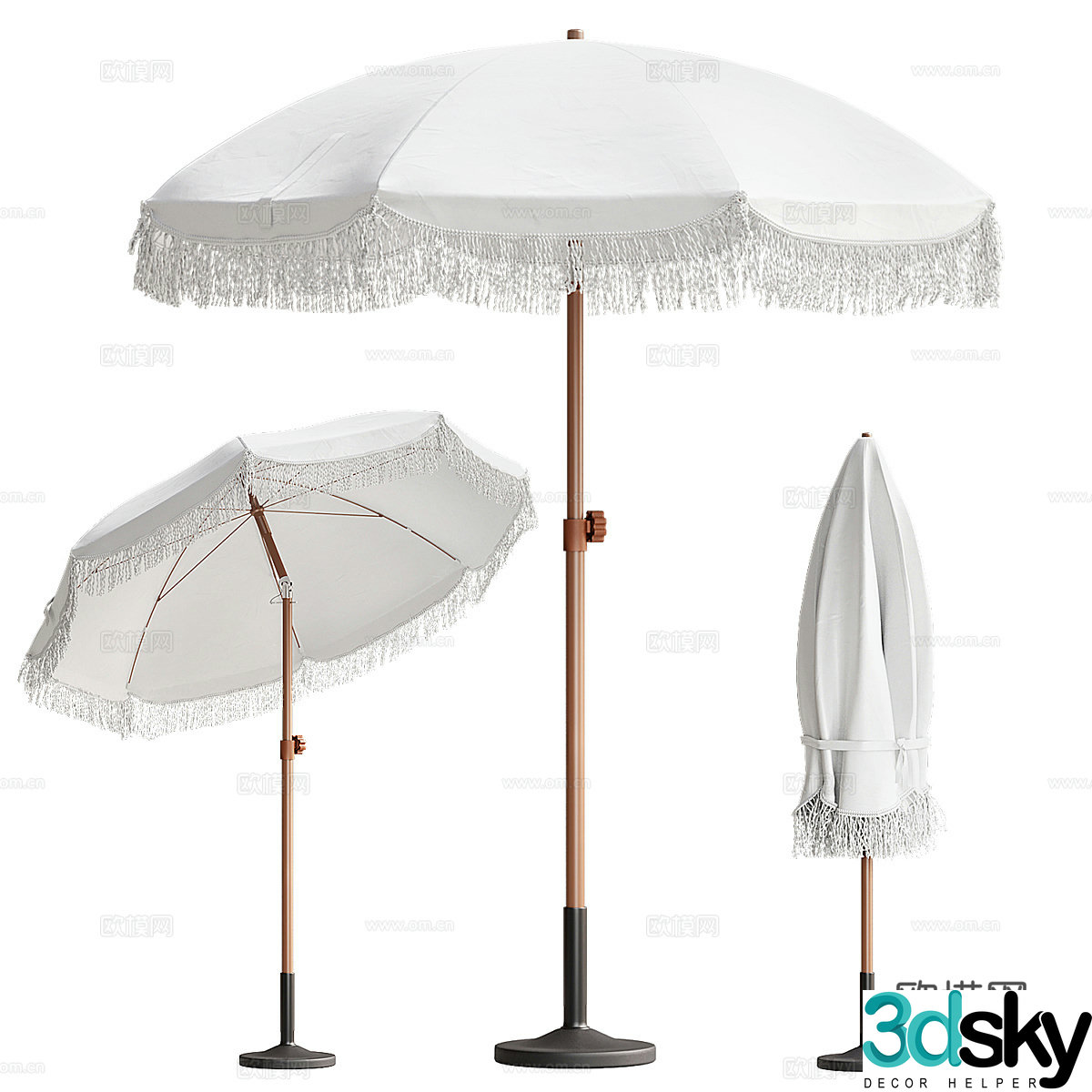 New Chinese style beach terrace parasol 3d model