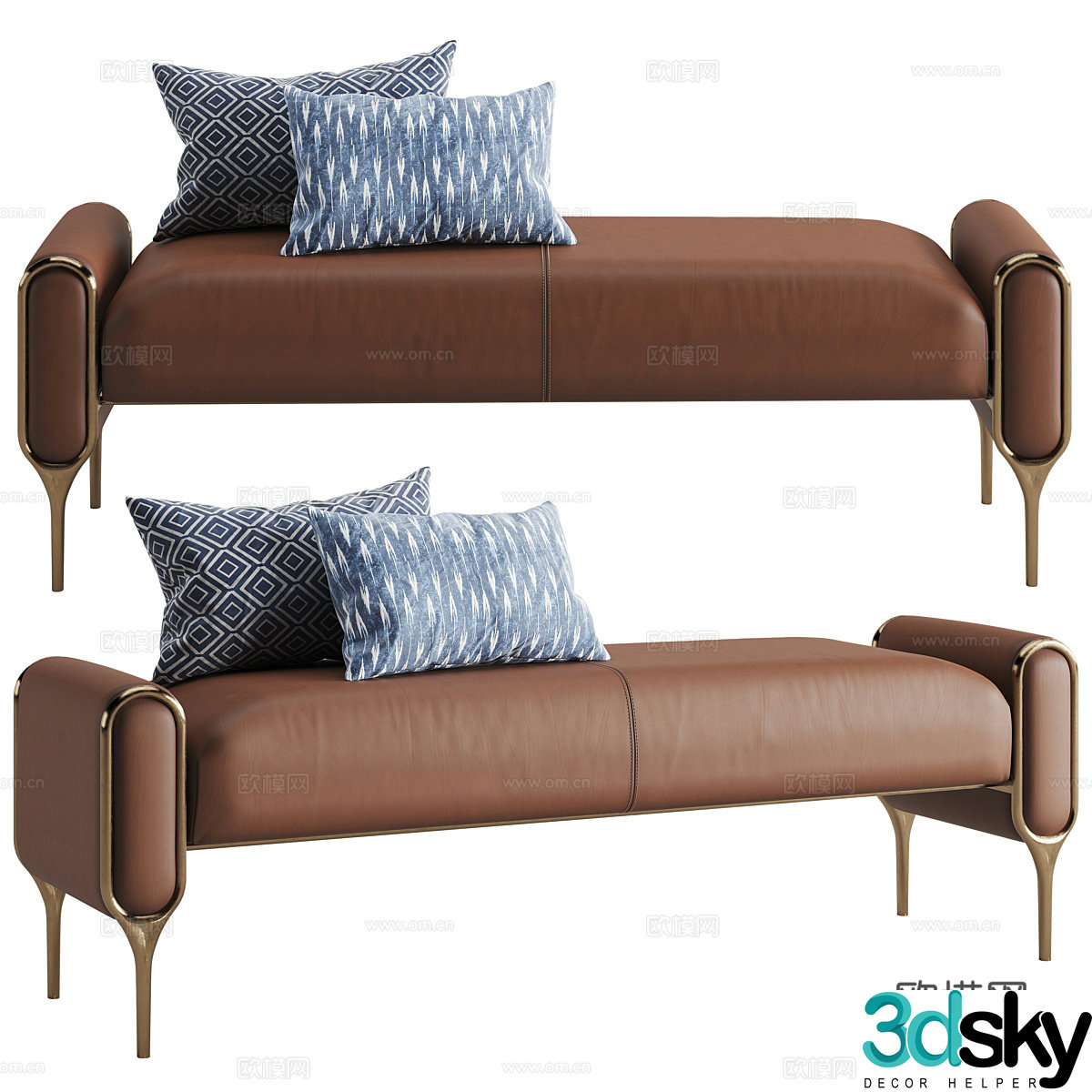 New Chinese style light luxury Alexander Loop 3D model of bed stool
